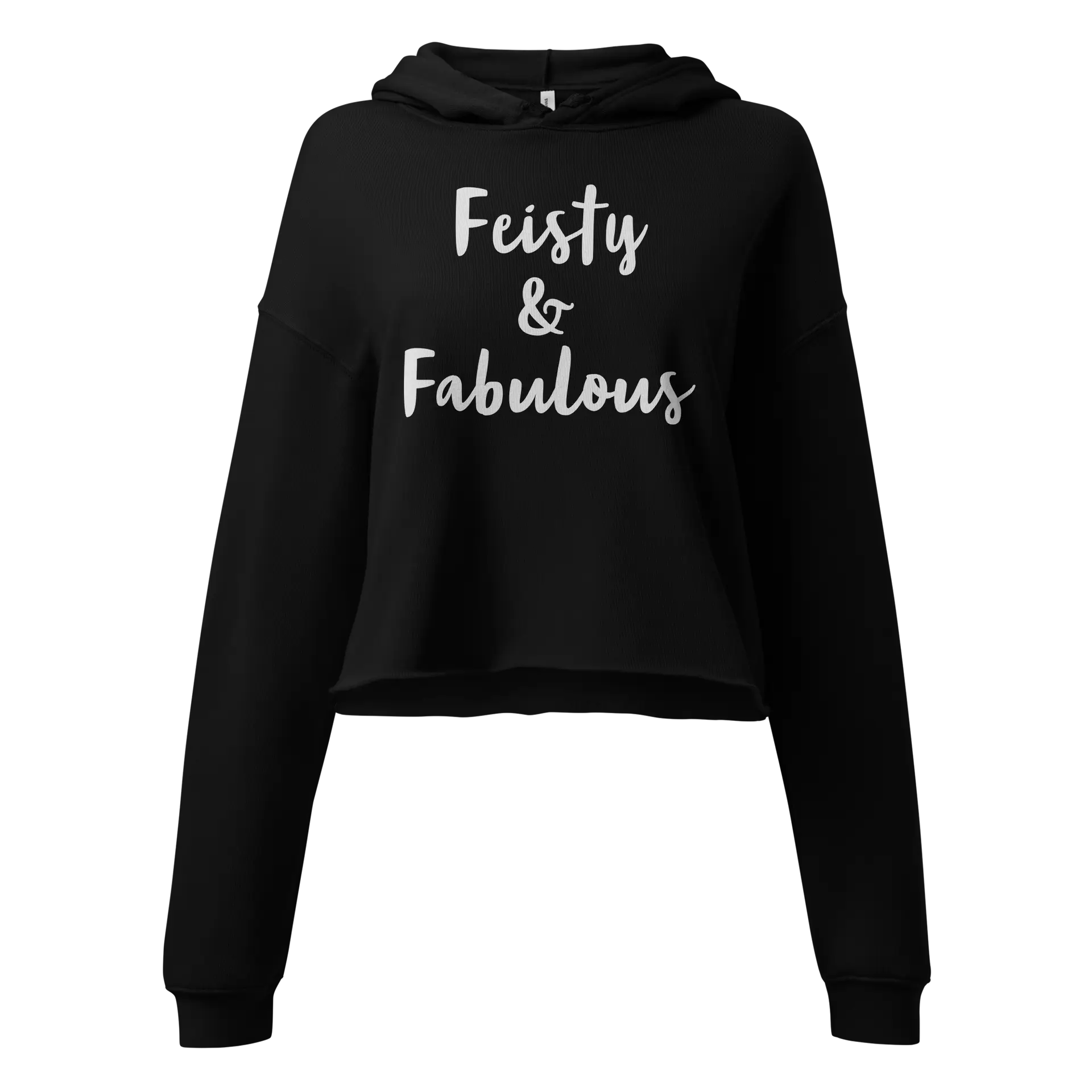 Feisty & Fabulous cropped hoodie black-front-68390f9d6cdac