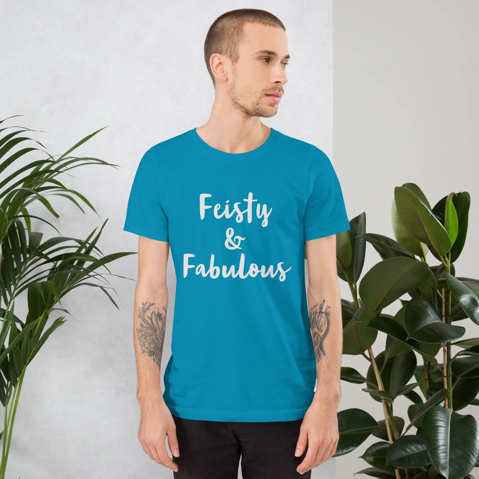 Feisty & Fabulous staple t-shirt aqua-front-68390ab4e5550