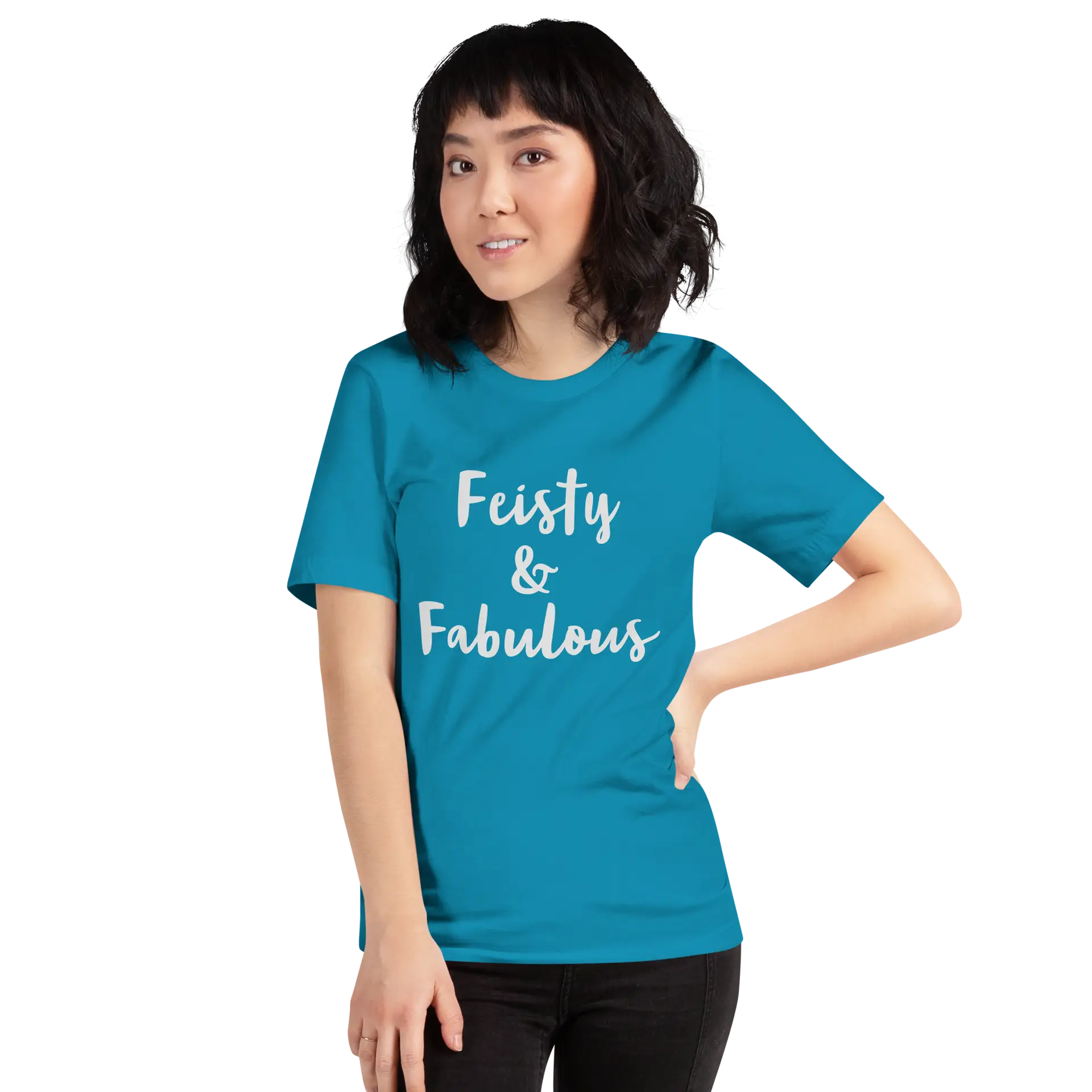 Feisty & Fabulous staple t-shirt aqua-front-68390ab518857