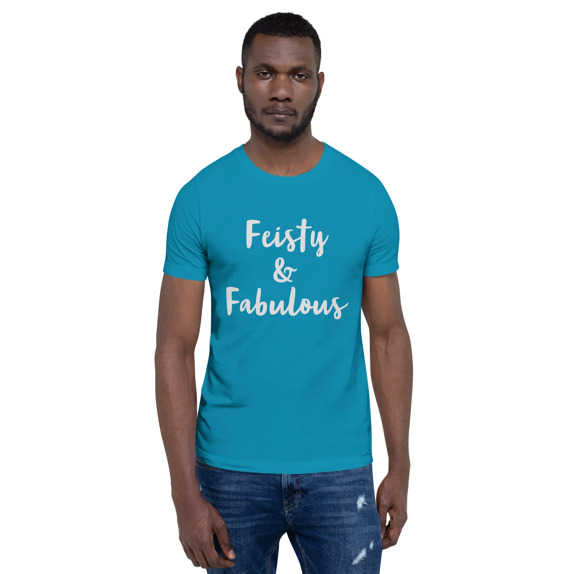 Feisty & Fabulous staple t-shirt aqua-front-68390ab524940