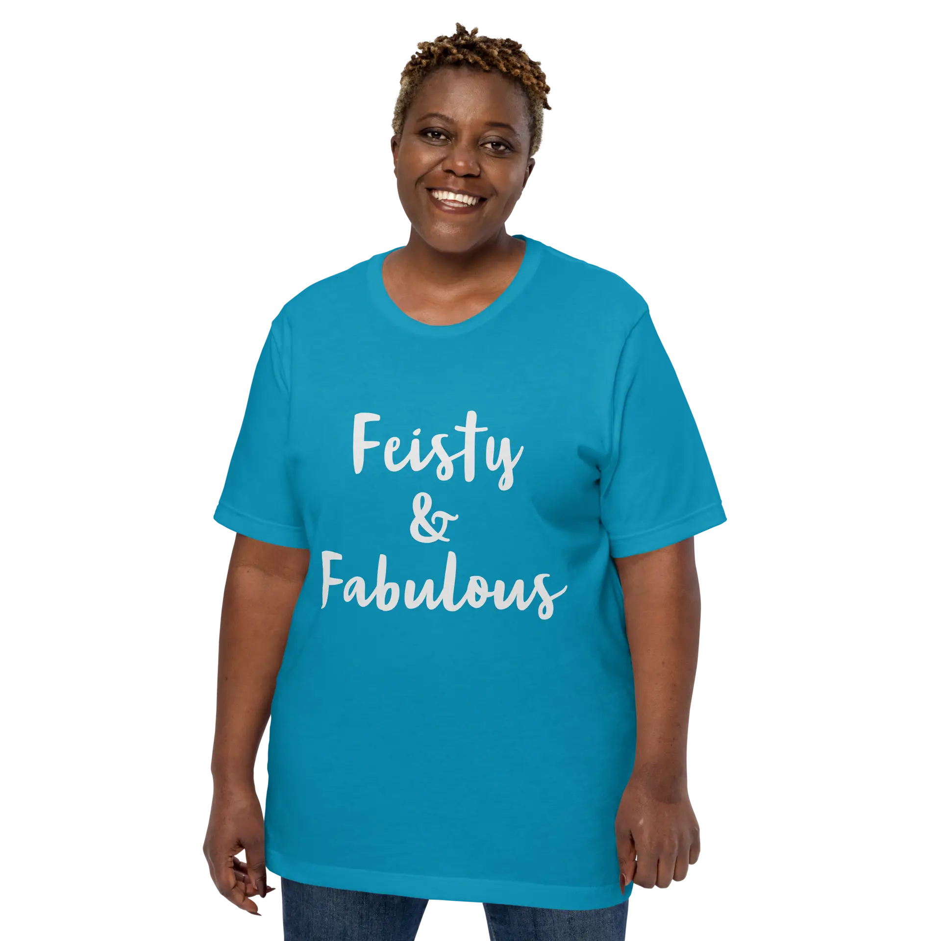 Feisty & Fabulous staple t-shirt aqua-front-68390ab53381d