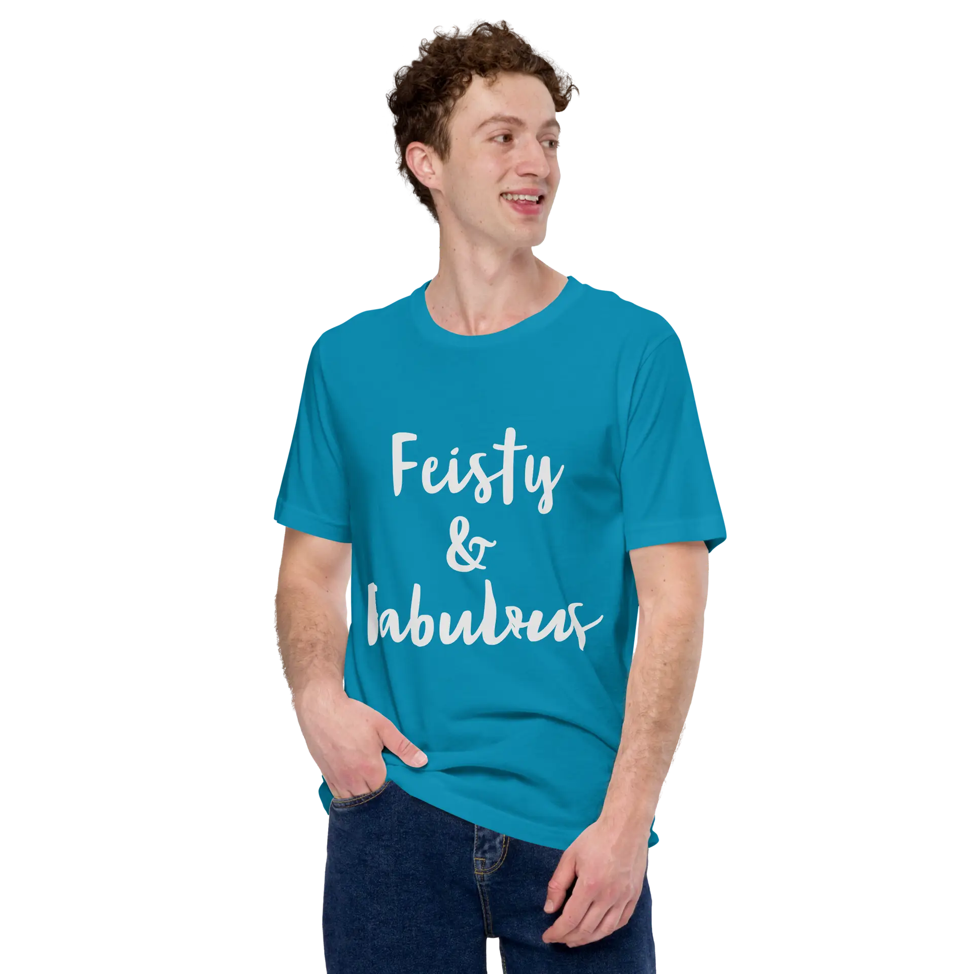Feisty & Fabulous staple t-shirt aqua-front-68390ab5446c4