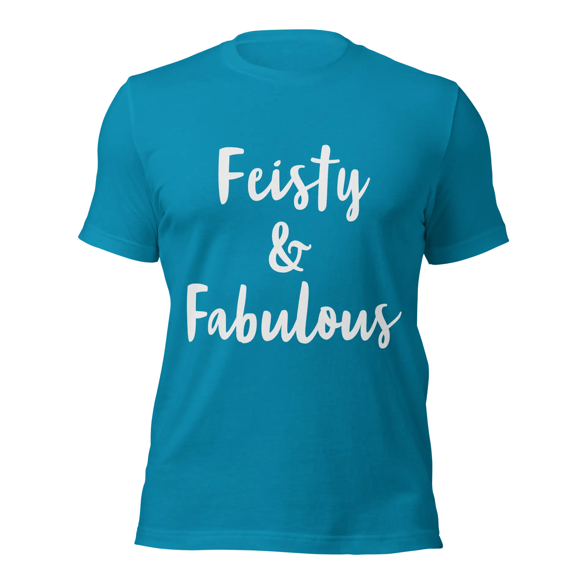 Feisty & Fabulous staple t-shirt aqua-front-68390ab5506ed