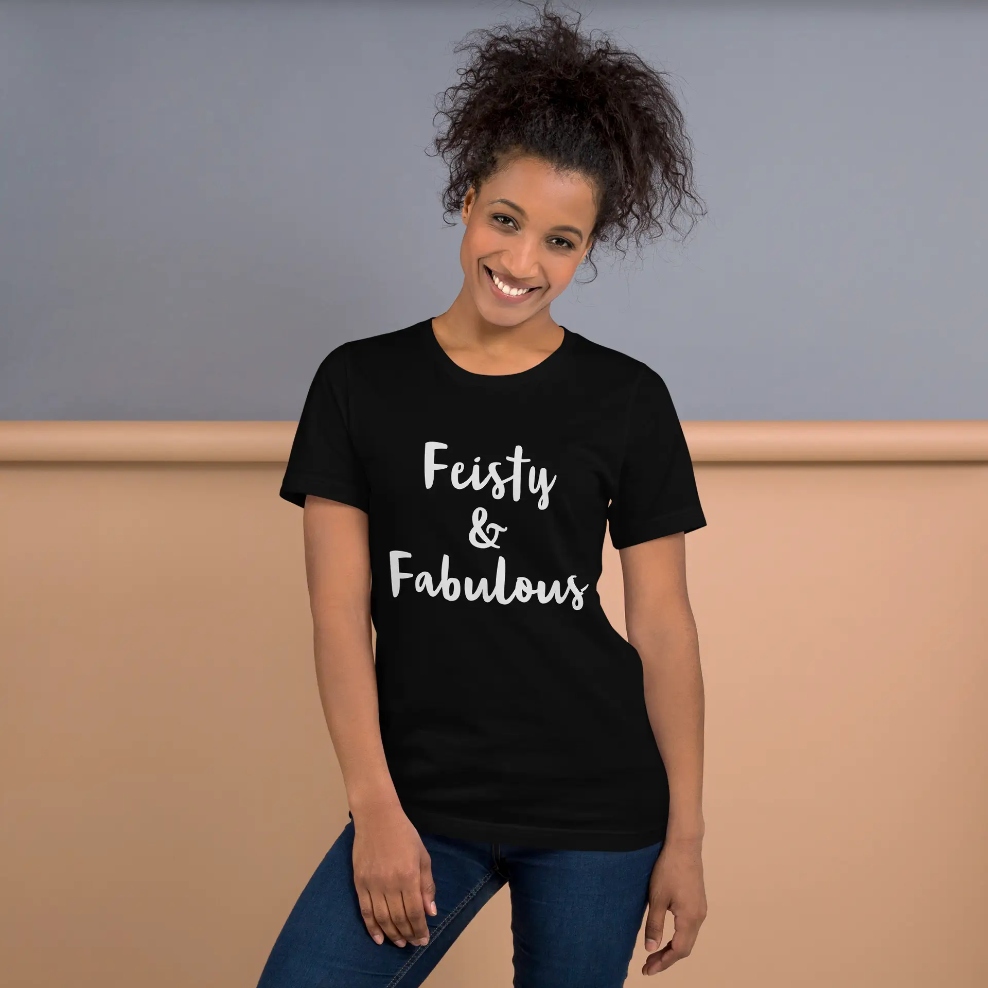 Feisty & Fabulous staple t-shirt black-front-68390ab3b0853