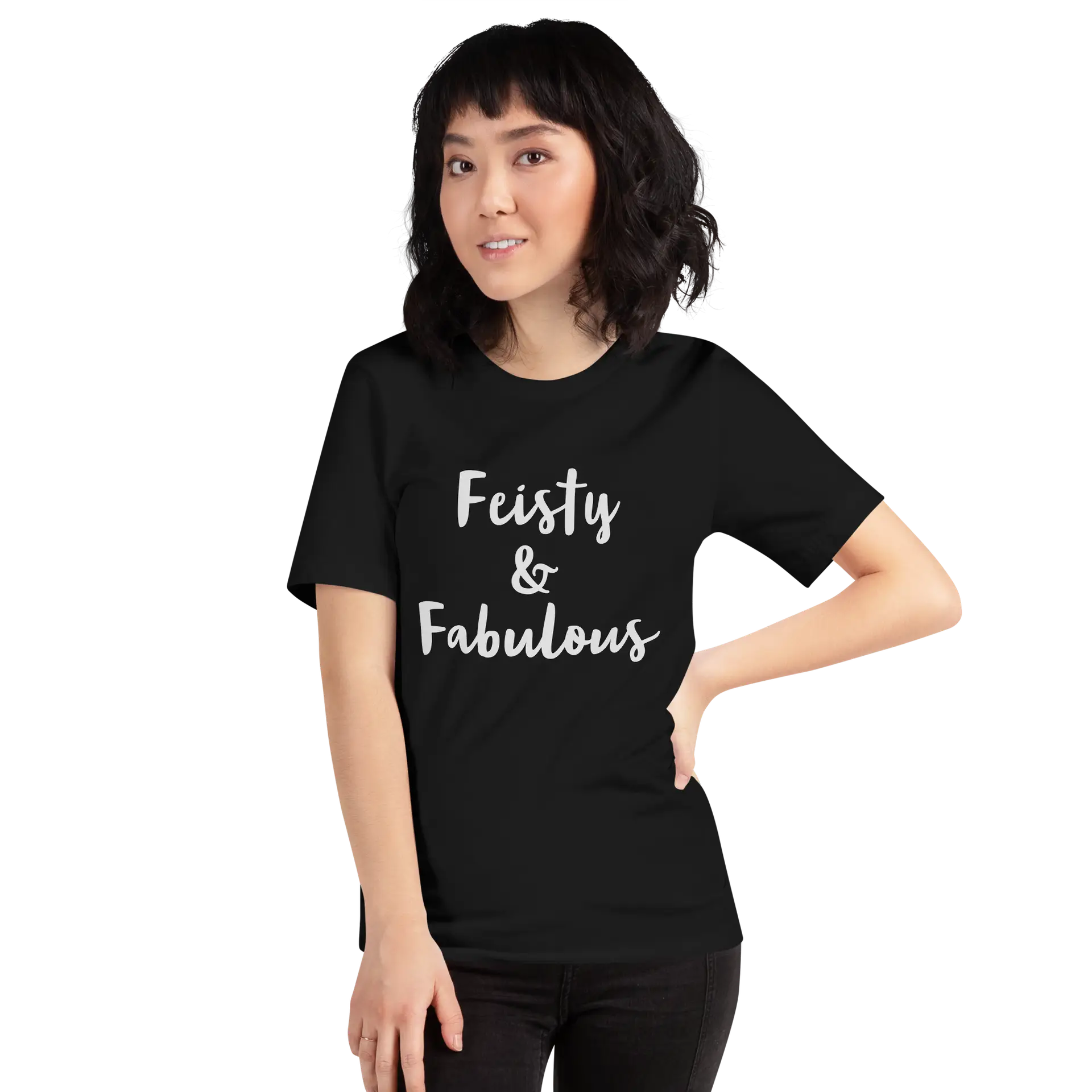 Feisty & Fabulous staple t-shirt black-front-68390ab3b1e8e