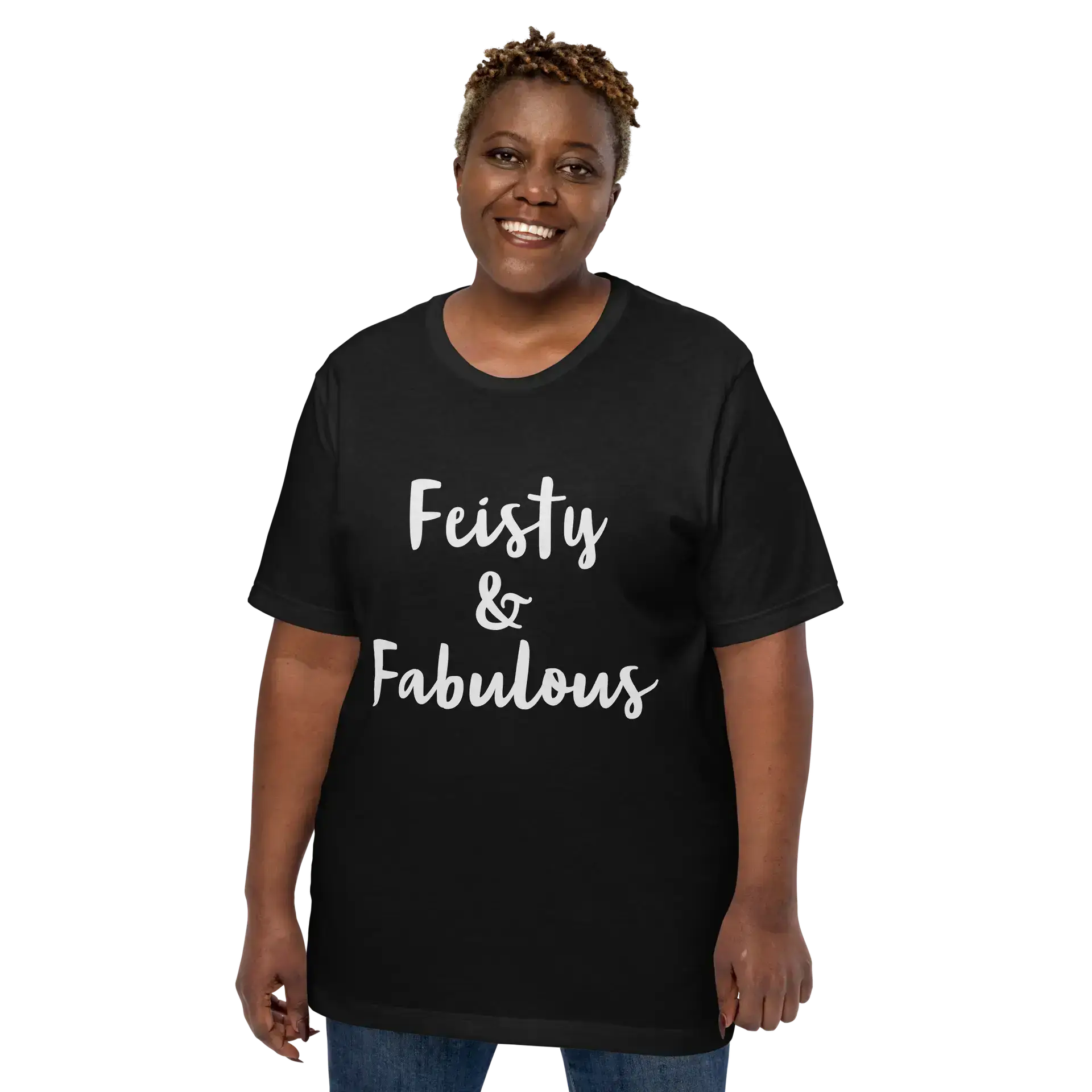 Feisty & Fabulous staple t-shirt black-front-68390ab3b3cd0