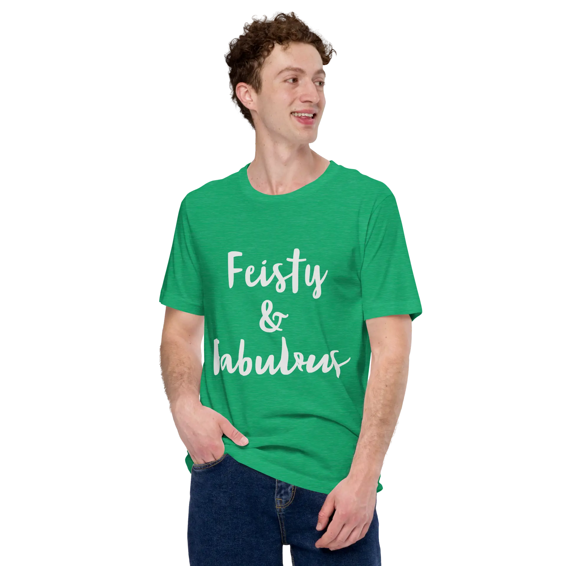 Feisty & Fabulous staple t-shirt heather-kelly-front-68390ab5e64db