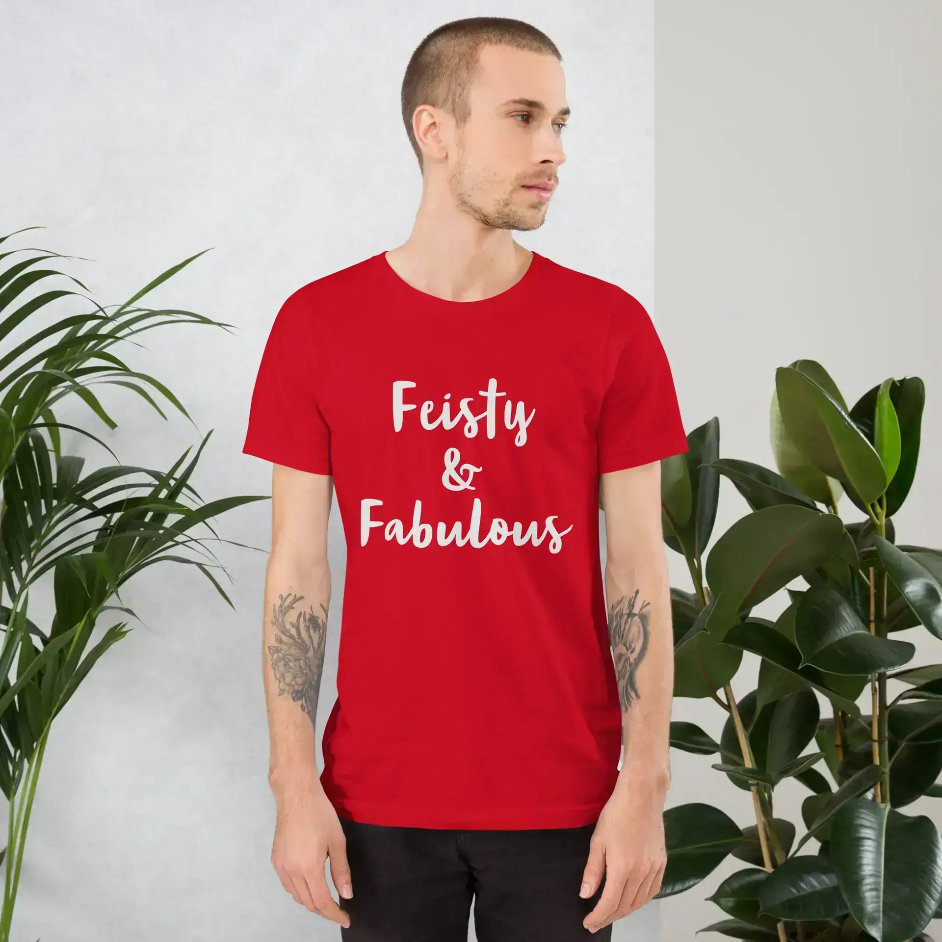 Feisty & Fabulous staple t-shirt red-front-68390ab42349b