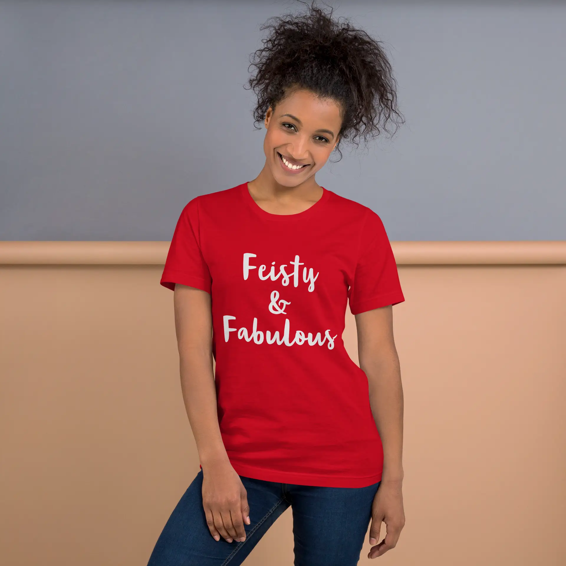 Feisty & Fabulous staple t-shirt red-front-68390ab42b812