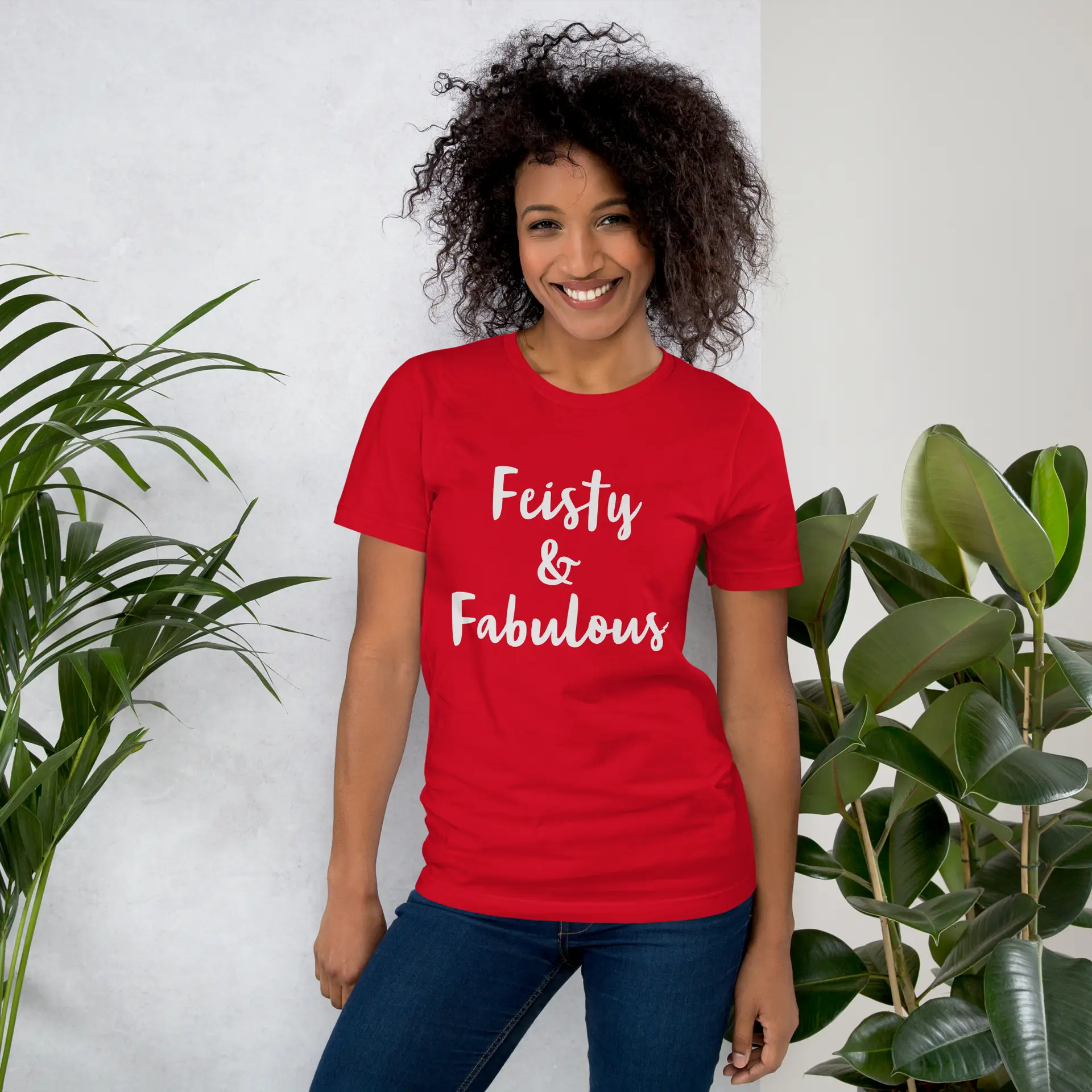 Feisty & Fabulous staple t-shirt red-front-68390ab435785
