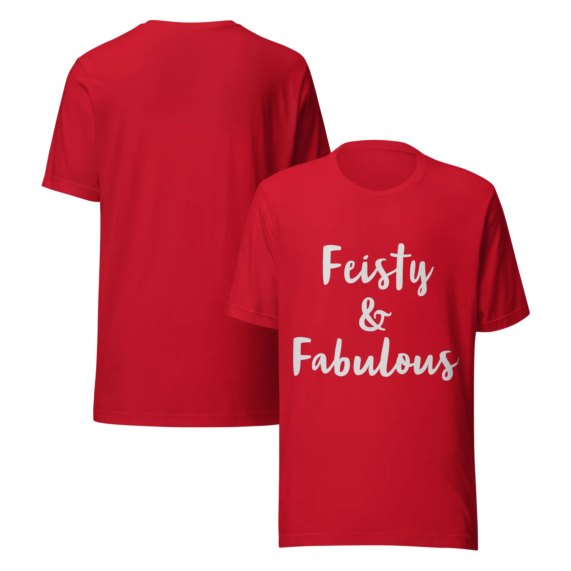 Feisty & Fabulous staple t-shirt red-front-and-back-68390ab46f17a