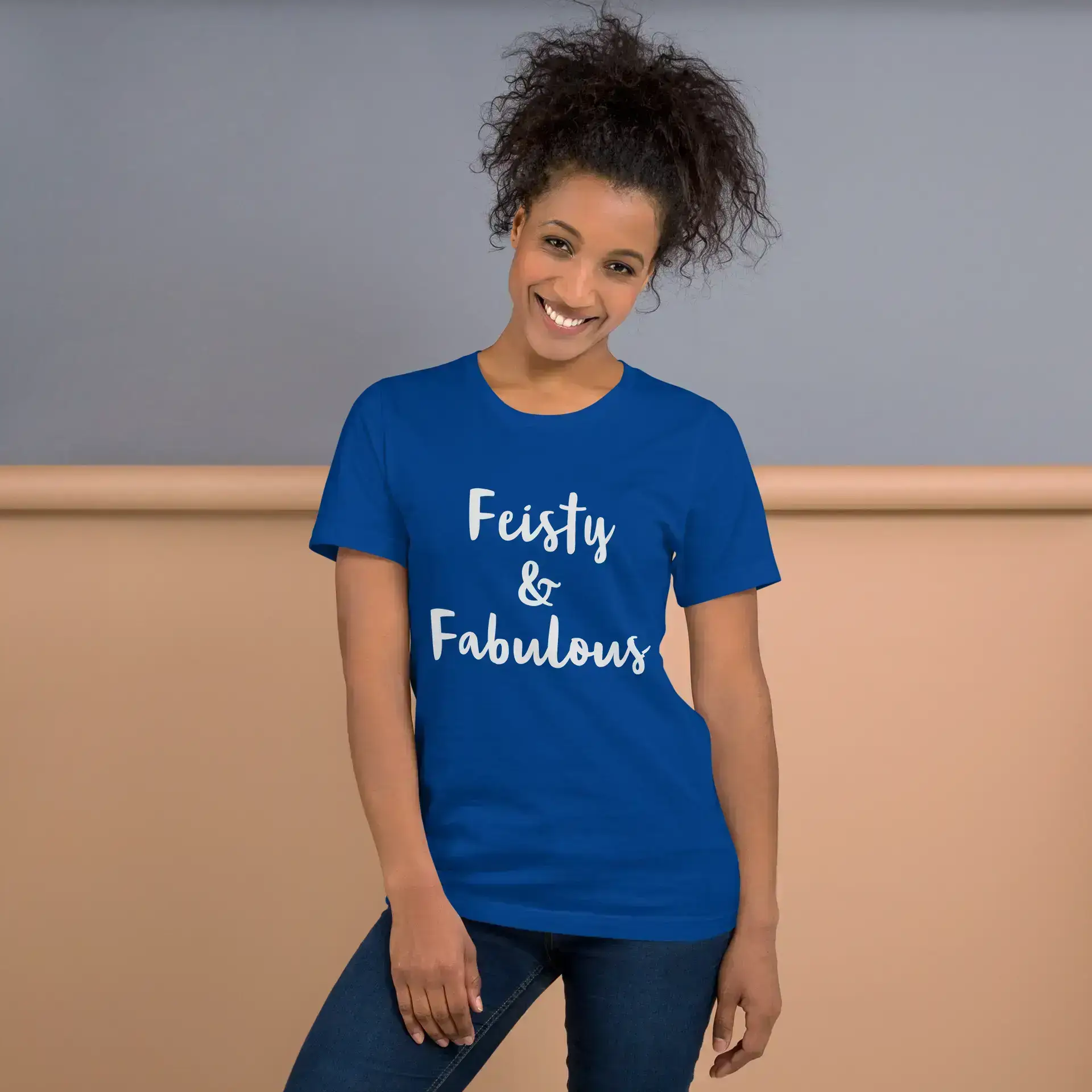 Feisty & Fabulous staple t-shirt true-royal-front-68390ab484df5