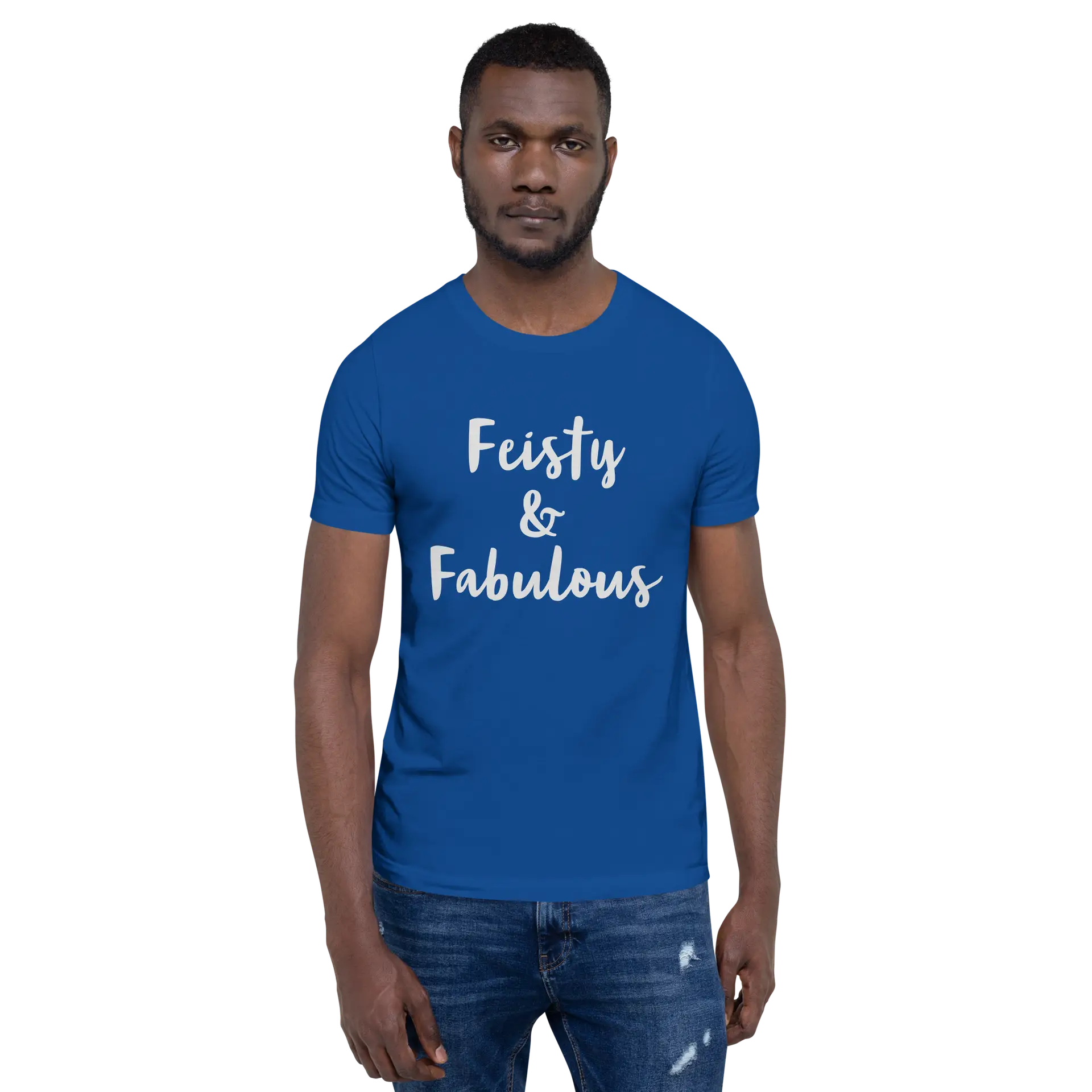 Feisty & Fabulous staple t-shirt true-royal-front-68390ab4a78bd