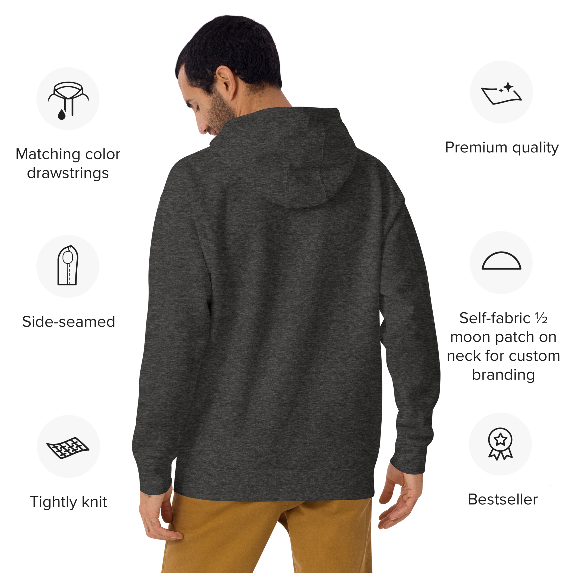 Fotis Fortuna Adiuvat hoodie-charcoal-heather-back-682e92ec27369