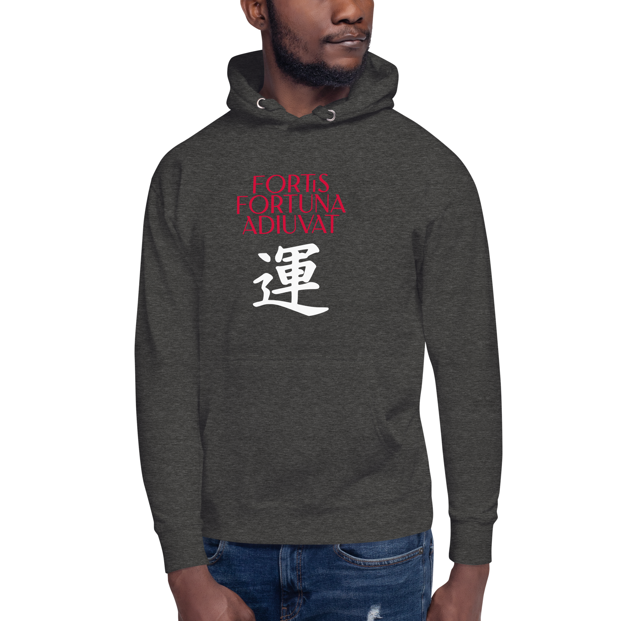 Fotis Fortuna Adiuvat hoodie-charcoal-heather-front-682e92ec19ef1