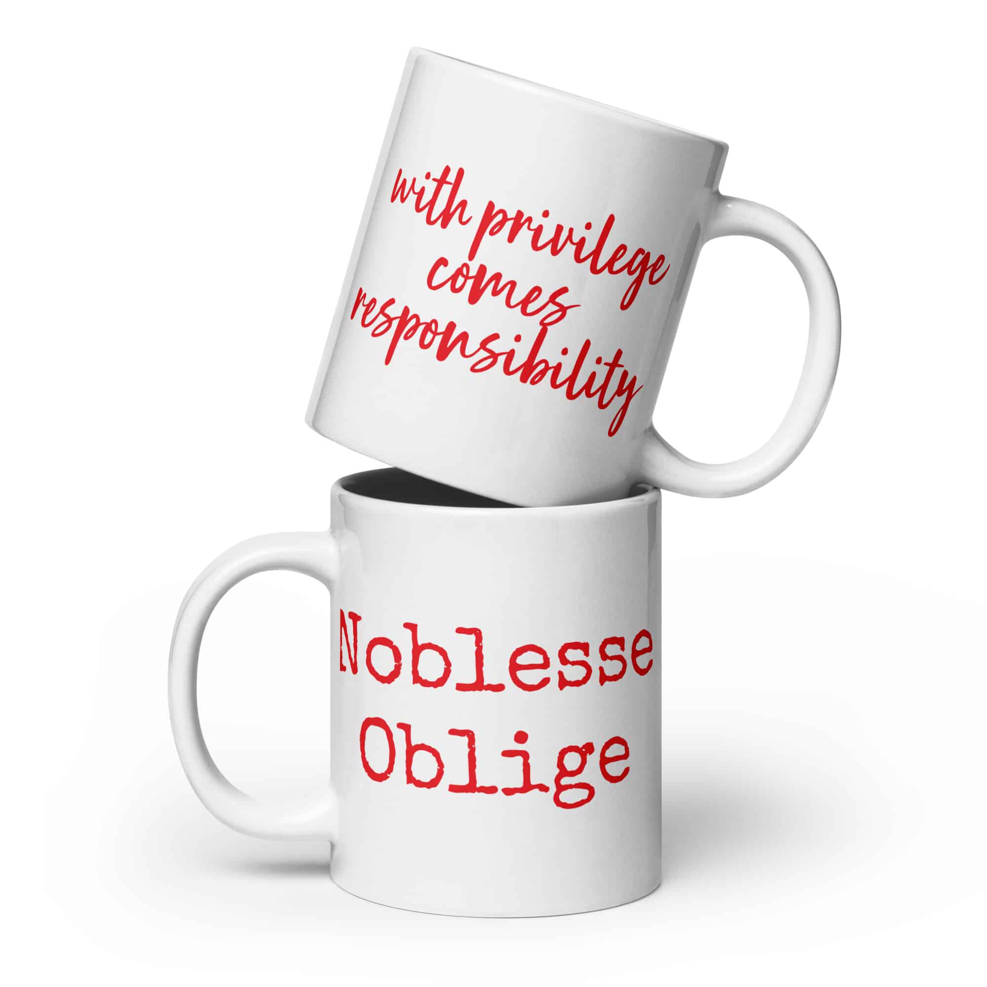 Noblesse Oblige White glossy mug