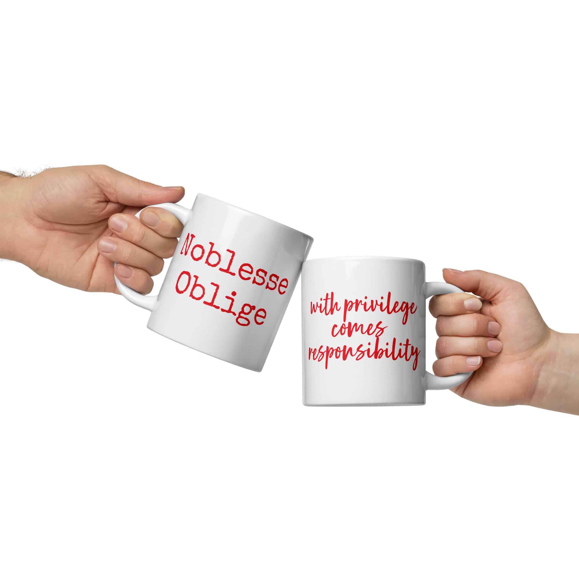 Noblesse Oblige mug-white-20-oz-front-view-69c30b5353579