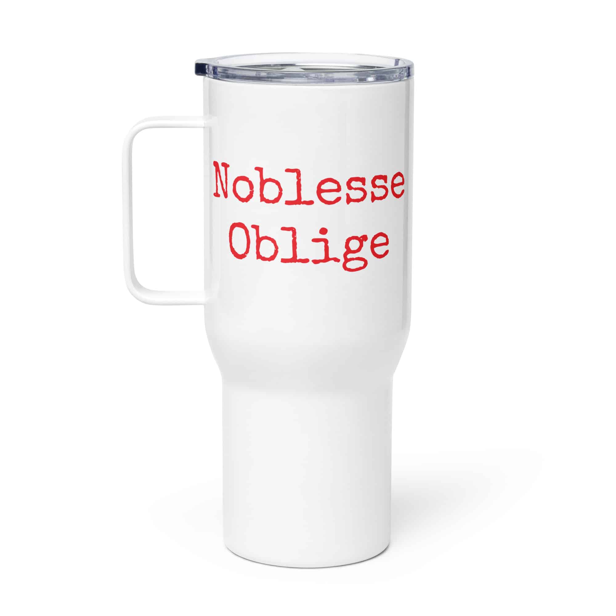 Noblesse Oblige Travel mug with a handle