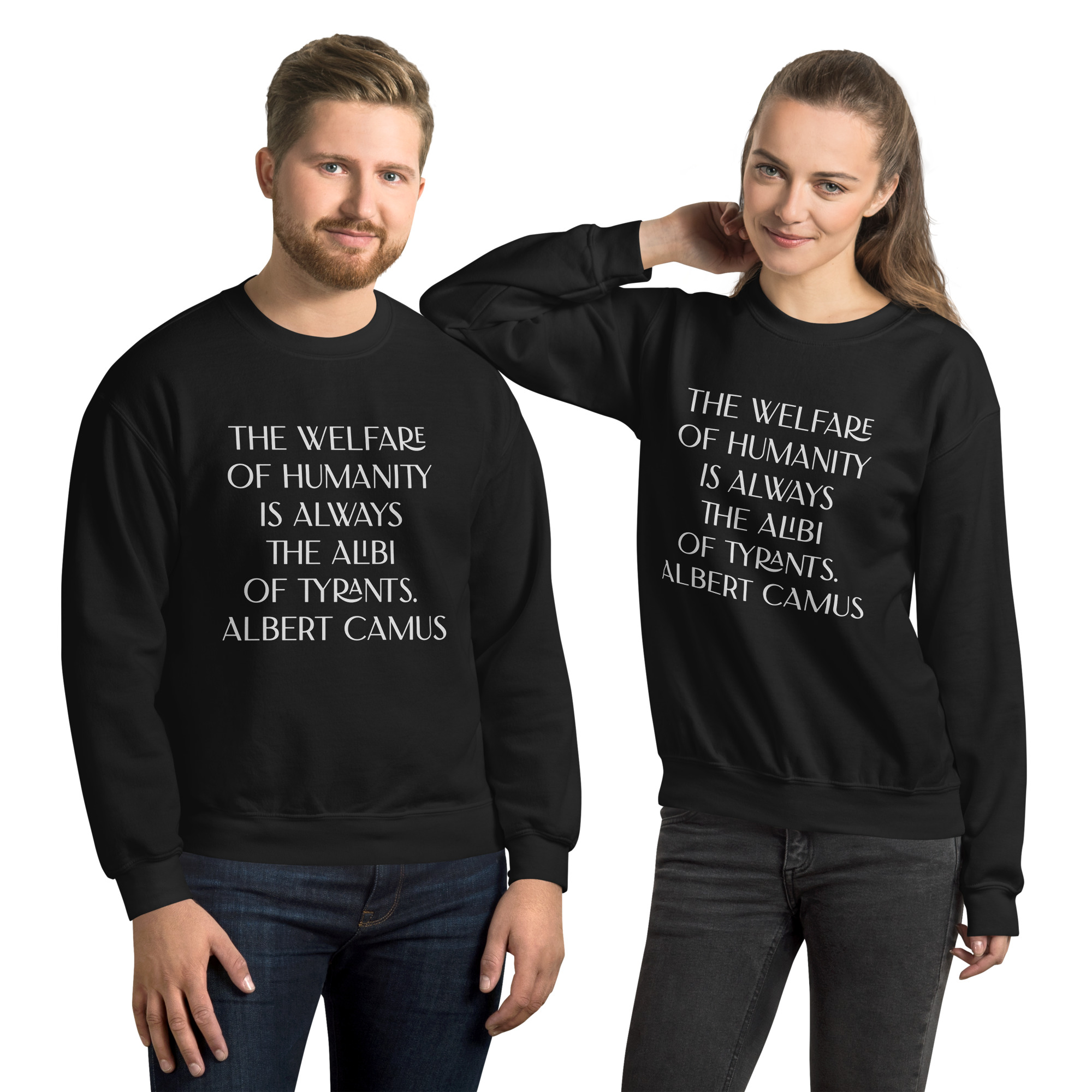 Welfare of Humanity unisex-crew-neck-sweatshirt-black-front-6977c52a417e3