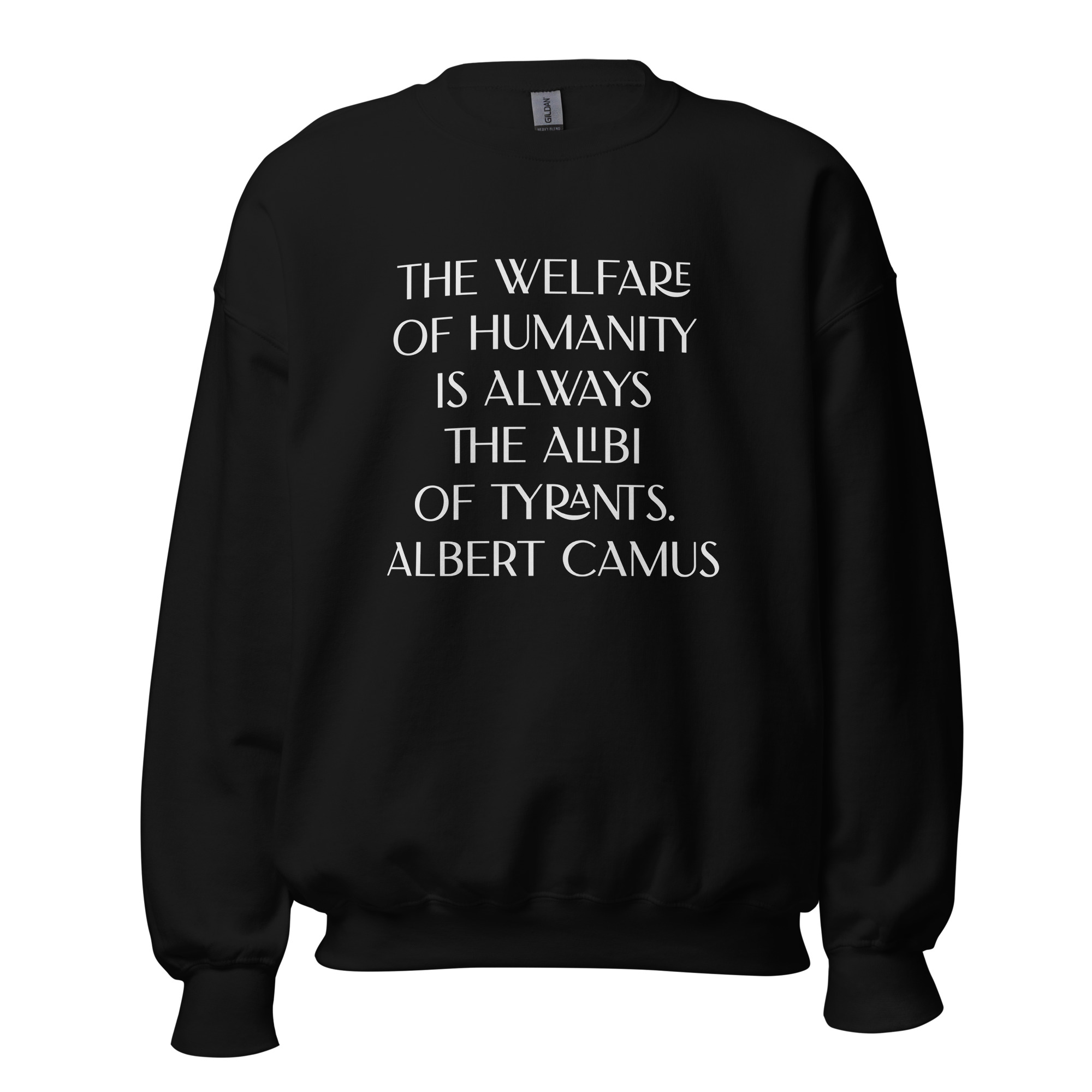 Welfare of Humanity unisex-crew-neck-sweatshirt-black-front-6977c52a42f46
