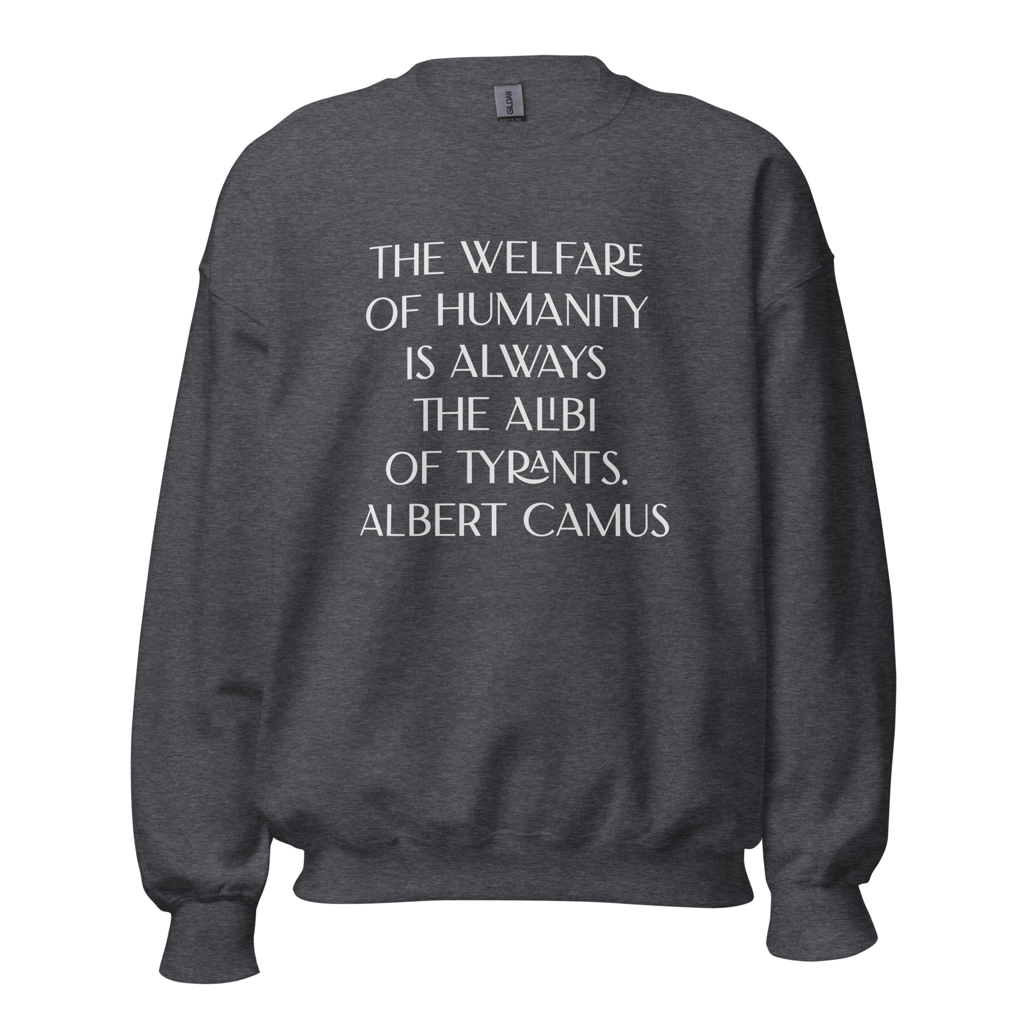 Welfare of Humanity unisex-crew-neck-sweatshirt-dark-heather-front-6977c52a43077