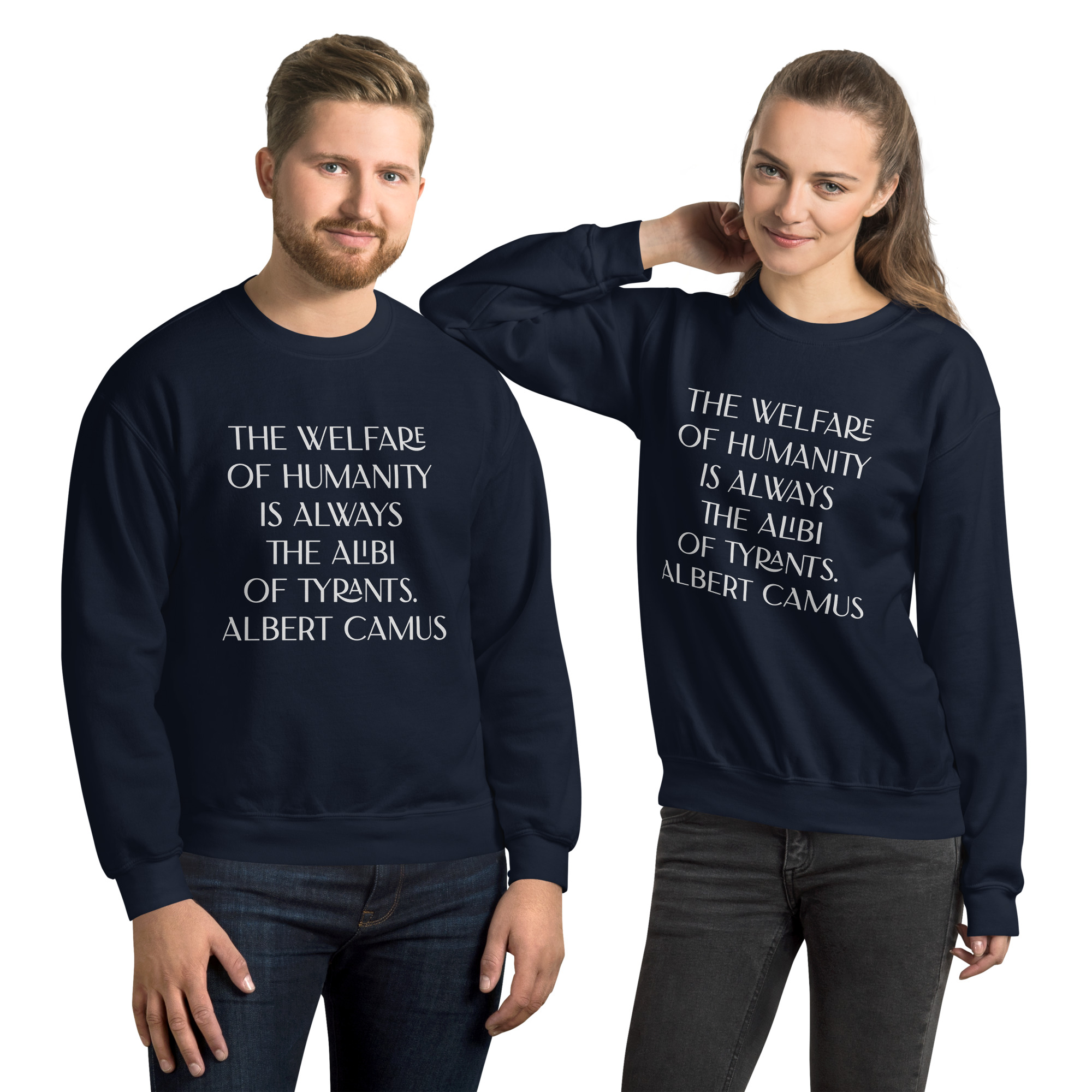 Welfare of Humanity unisex-crew-neck-sweatshirt-navy-front-6977c52a41a10