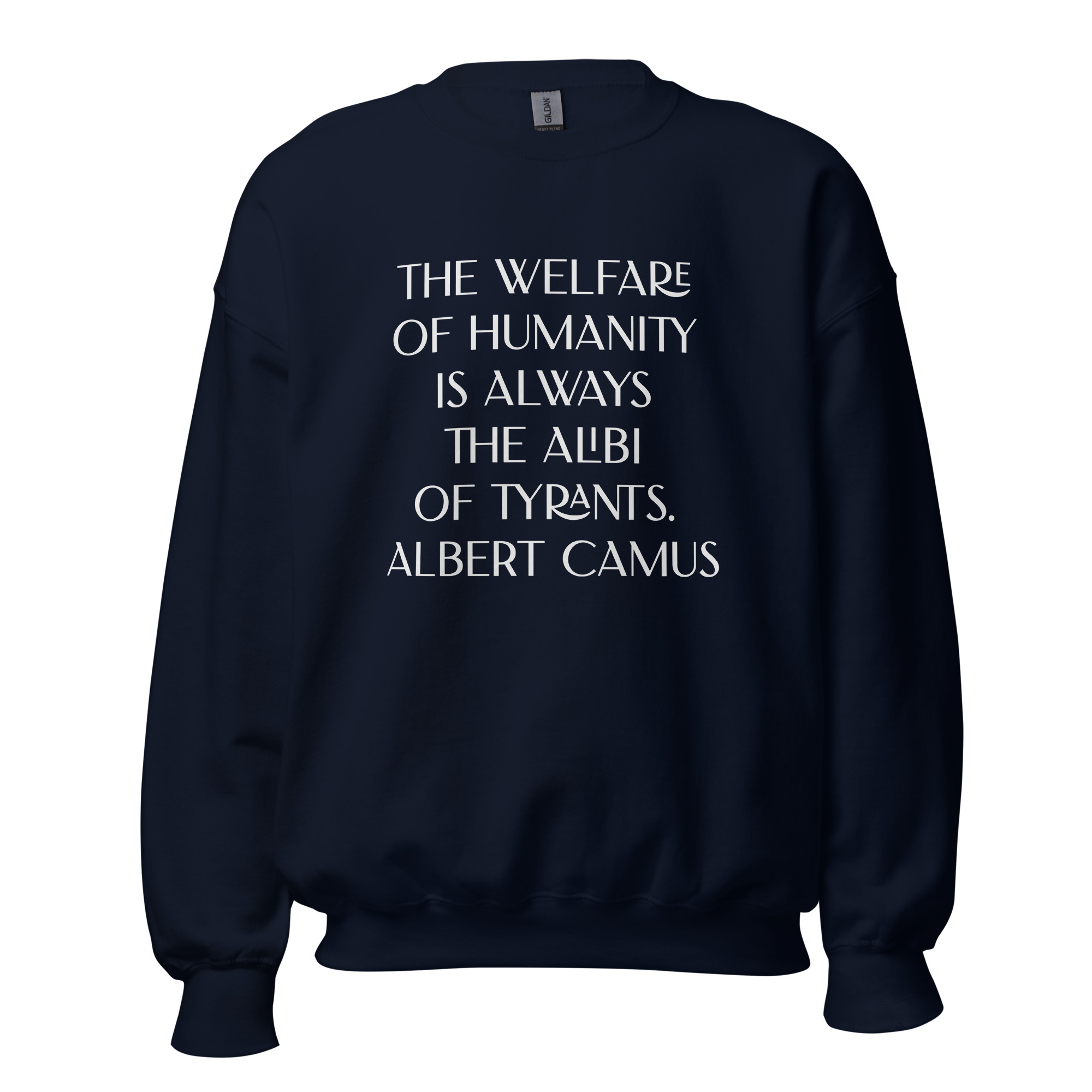 Welfare of Humanity unisex-crew-neck-sweatshirt-navy-front-6977c52a432ae