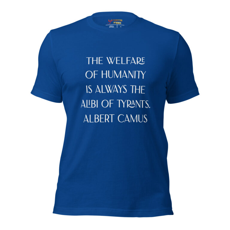 Welfare of Humanity unisex-staple-t-shirt-true-royal-front-6977c668c1915