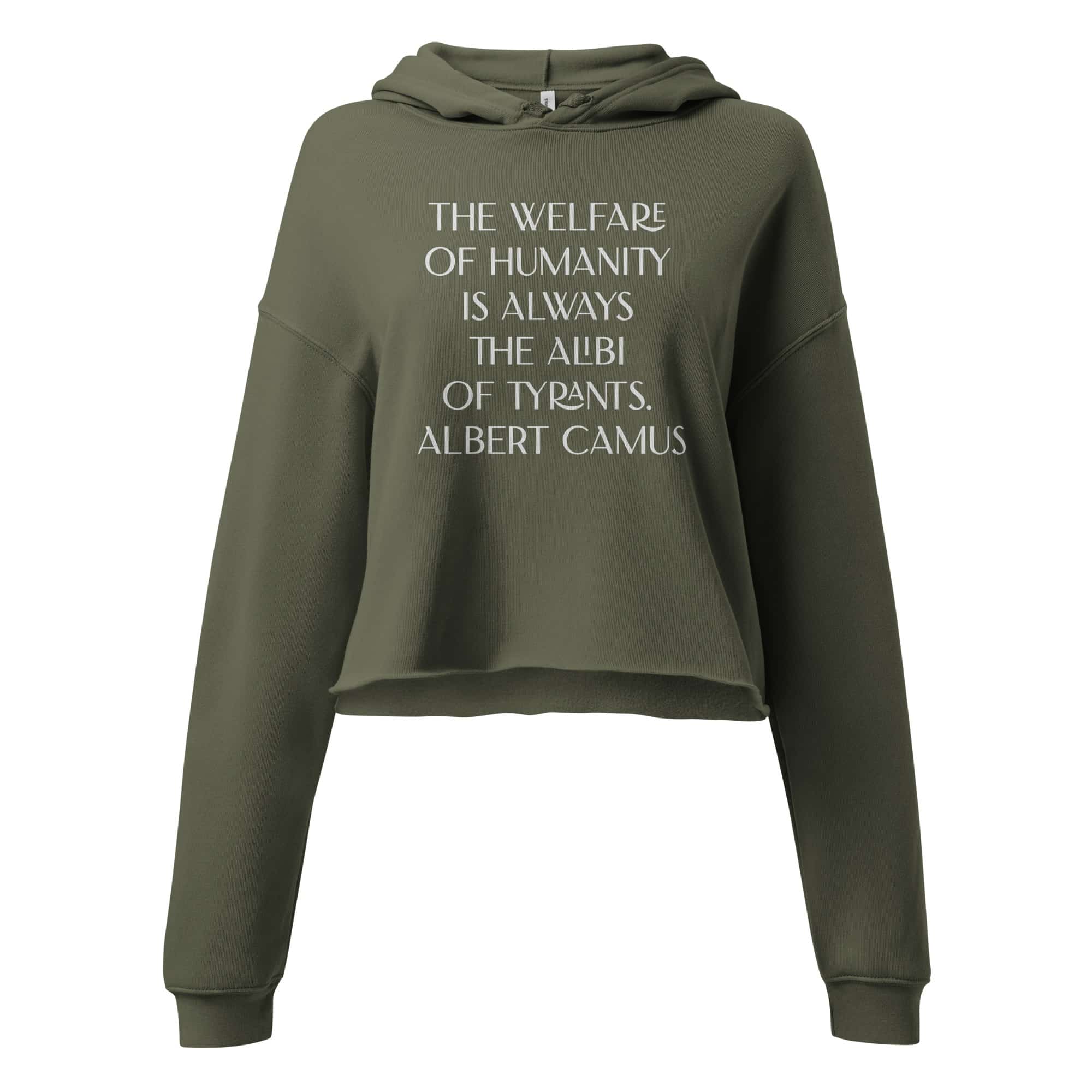Albert Camus Welfare of Humanity Crop Hoodie