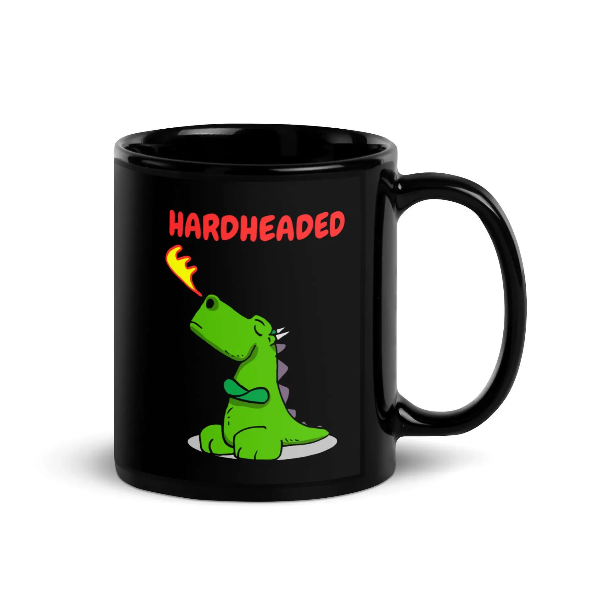 Hardheaded Dragon Black Glossy Mug