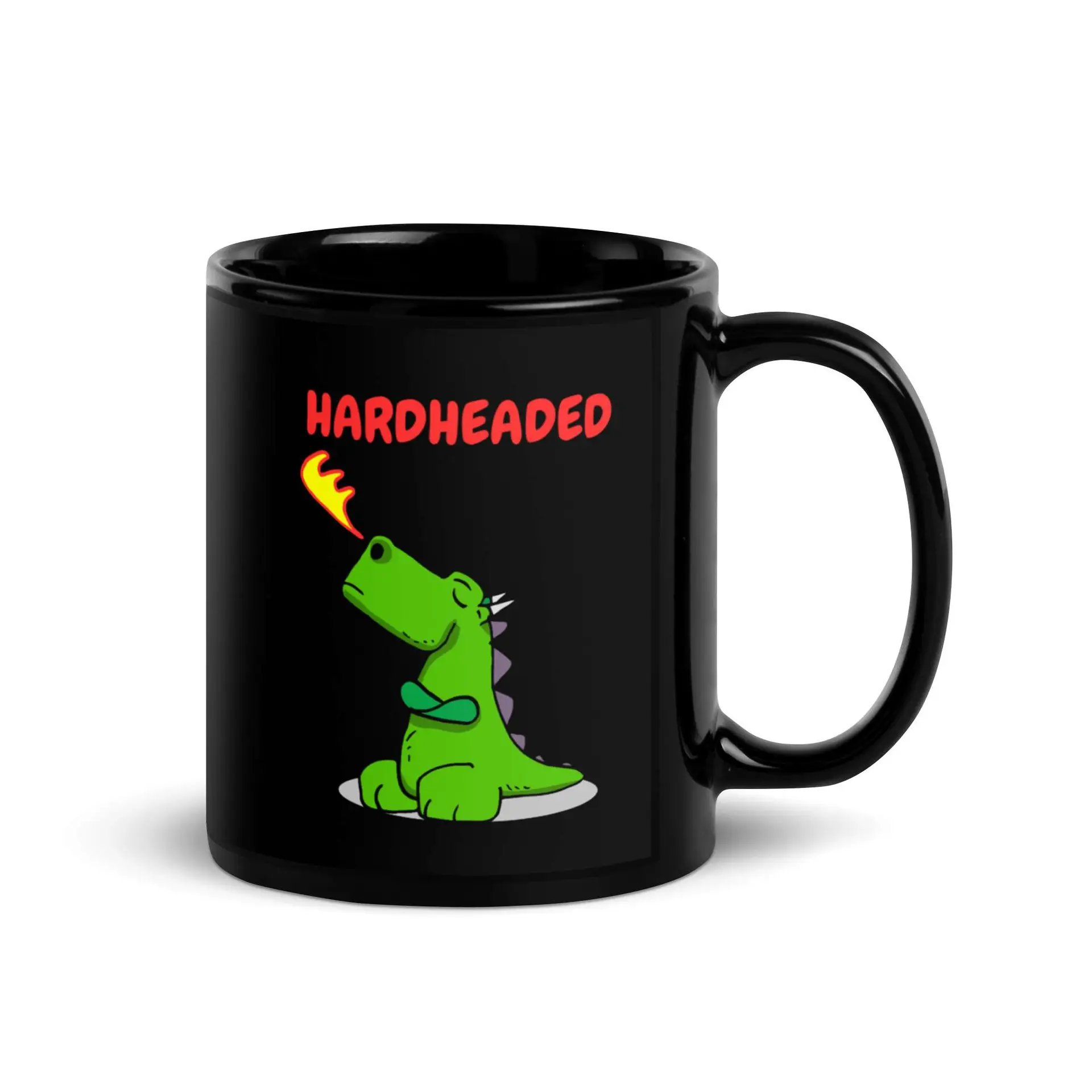 Headstrong Dragon Black Glossy Mug