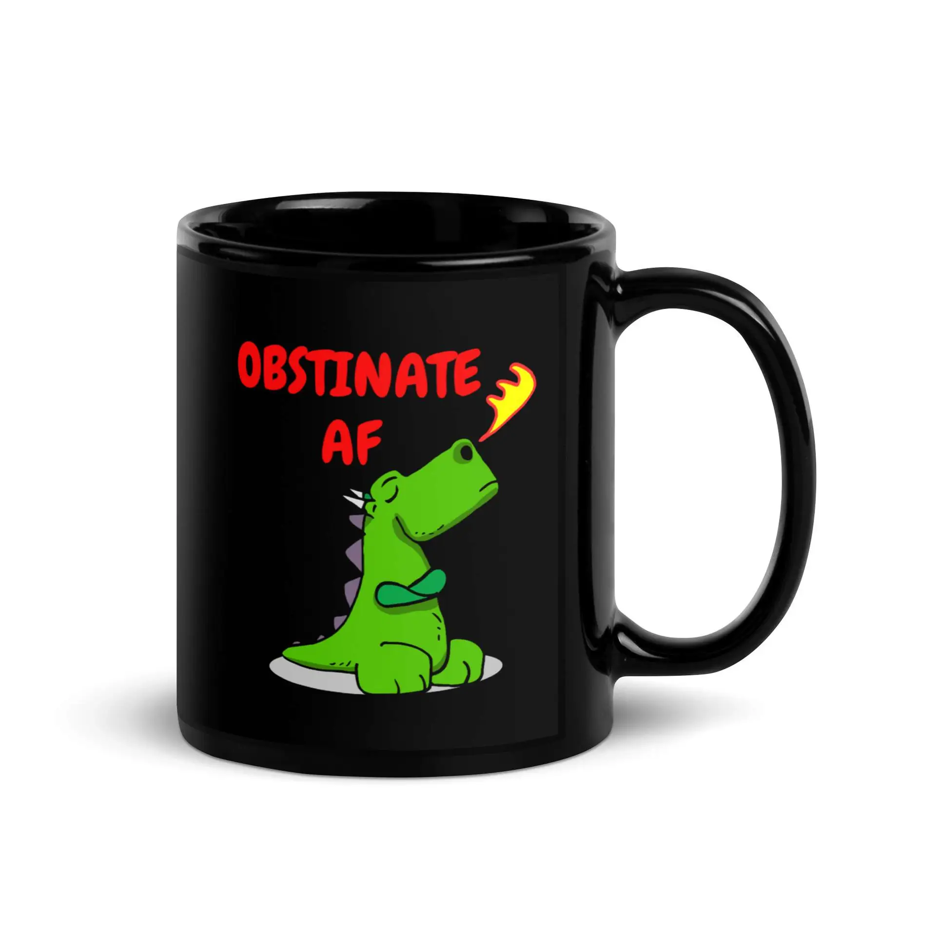 Obstinate AF Dragon Black Glossy Mug