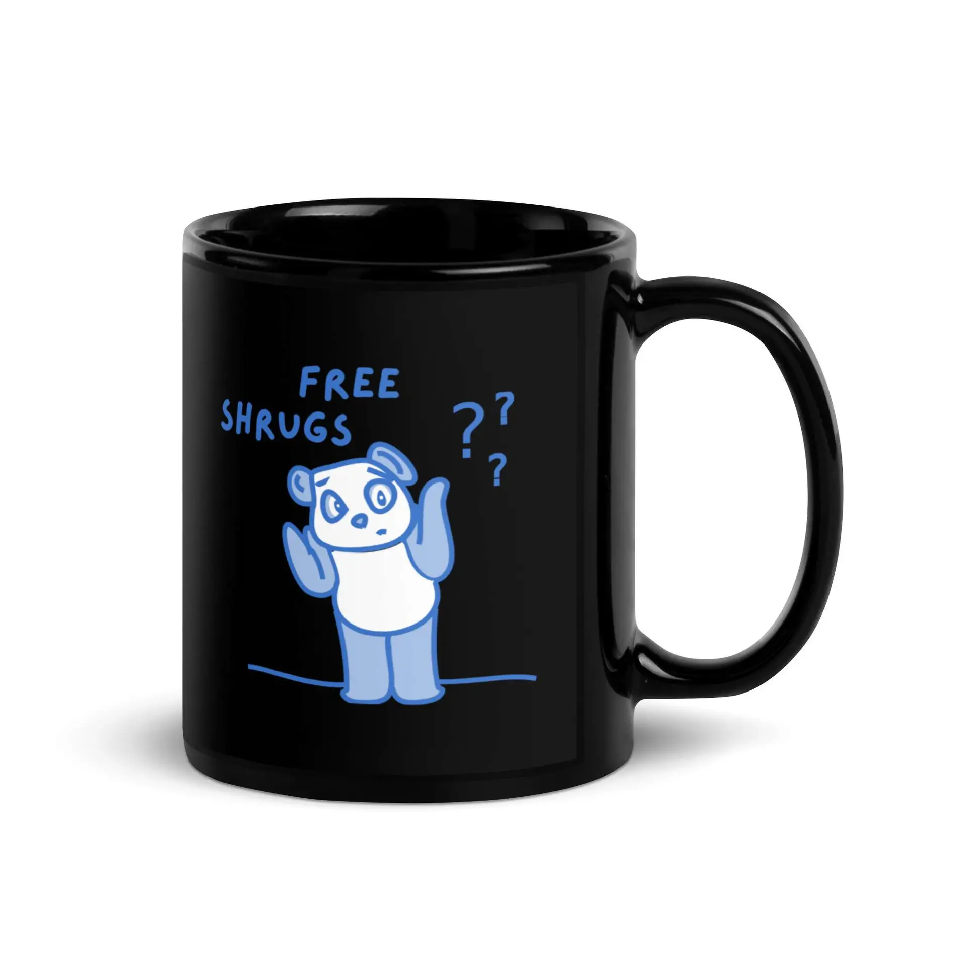 Free Shrugs Black Glossy Mug