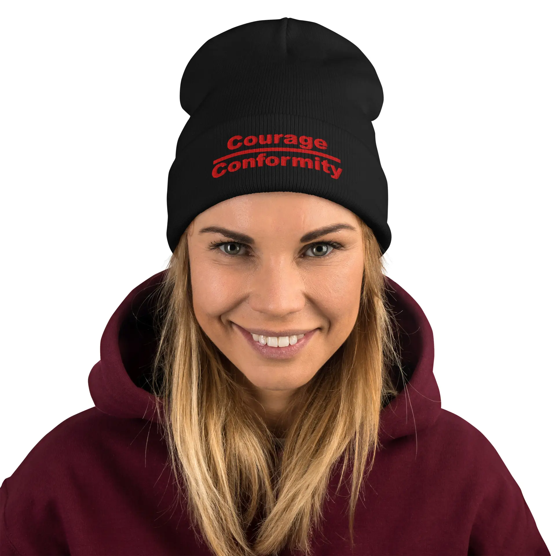 Courage over Conformity Embroidered Beanie