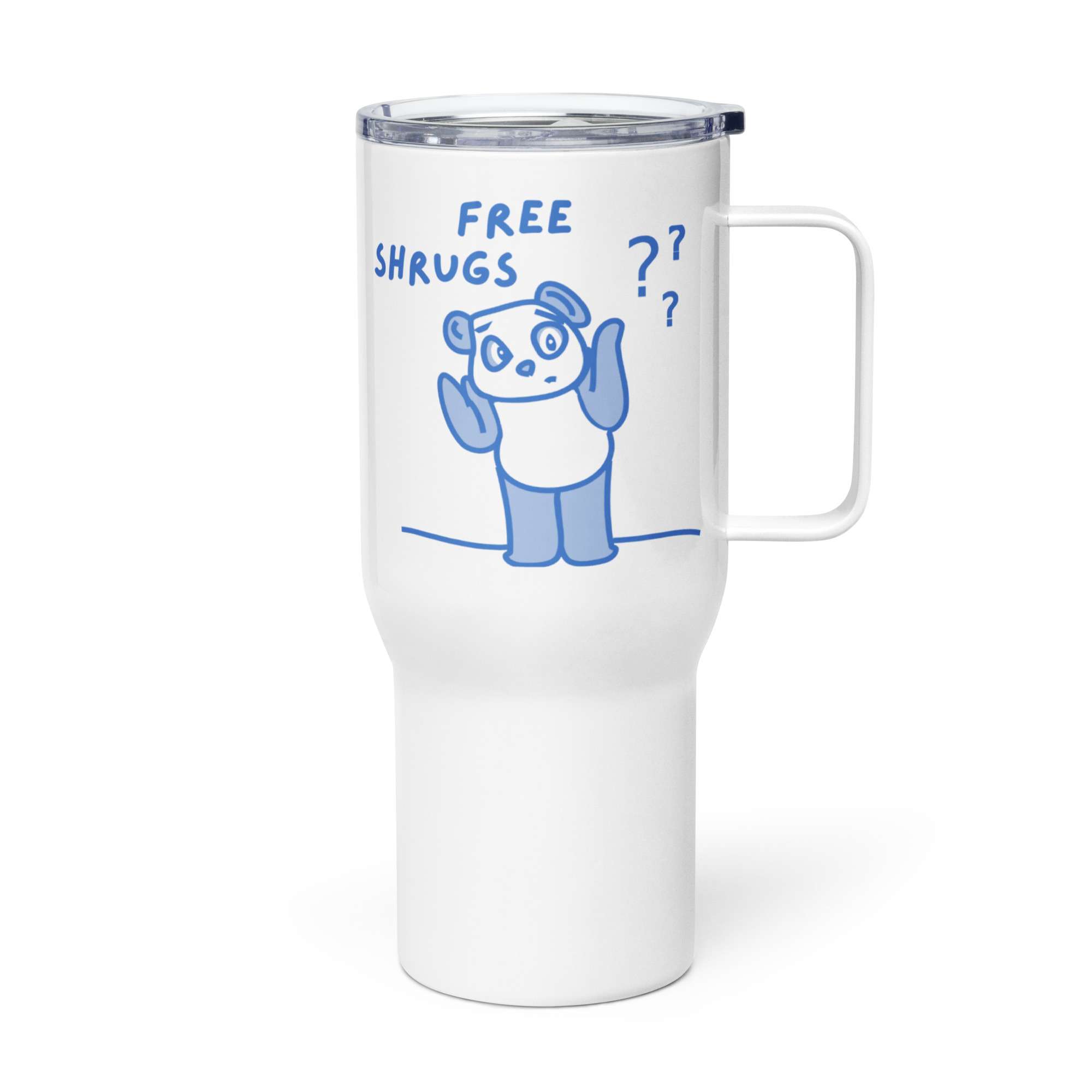 Free Shrugs Travel Mug With A Handle