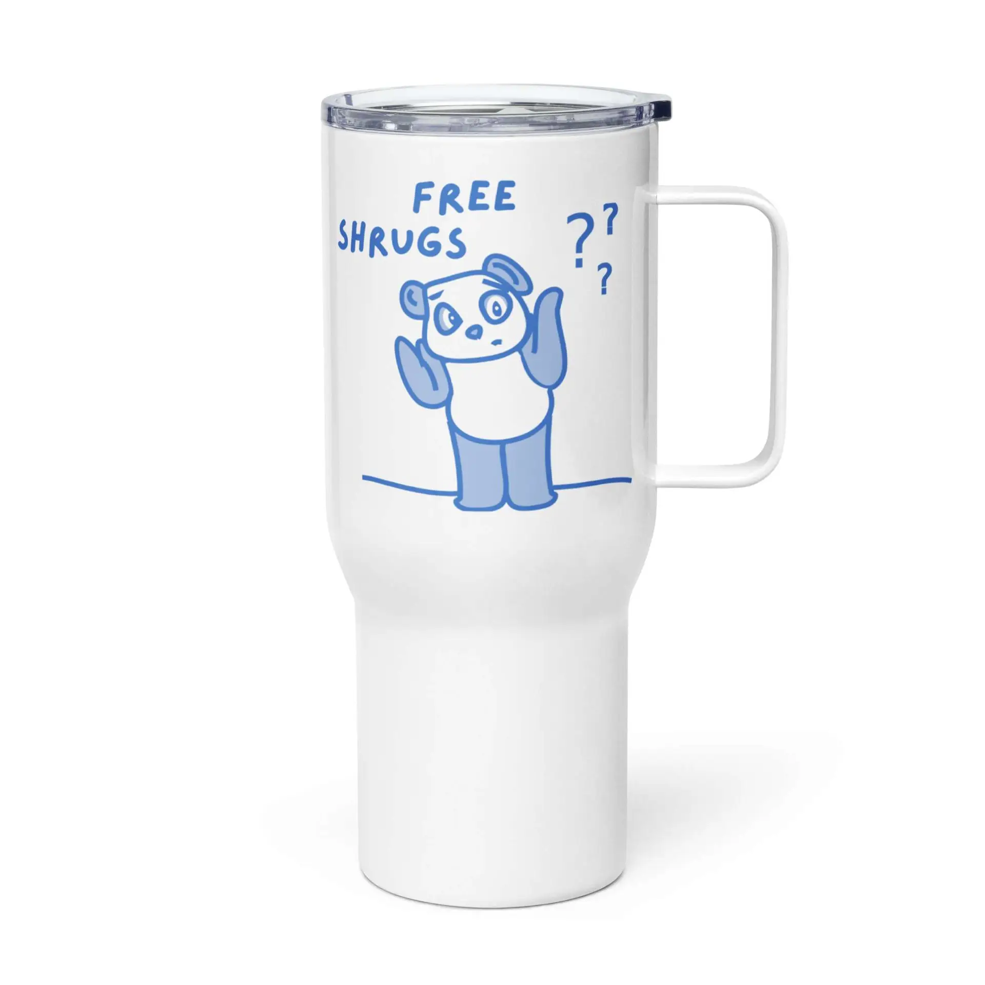 Free Shrugs Travel mug with a handle