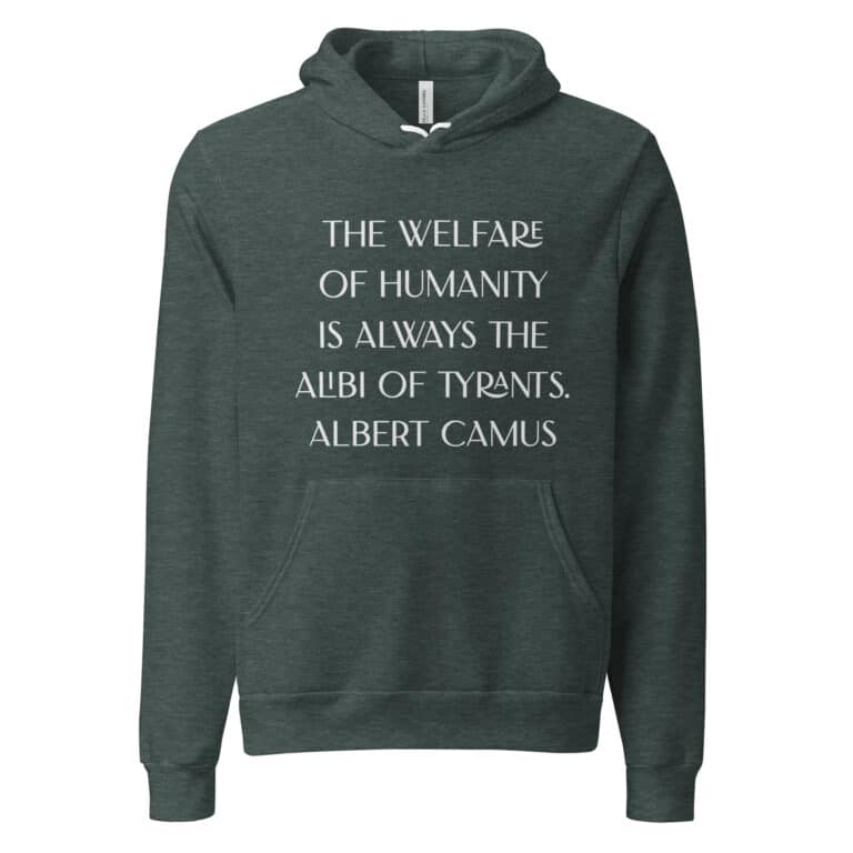 welfare of humanity Bella Canvas unisex pullover-hoodie-heather-forest-front-69bc54c7cc7d7