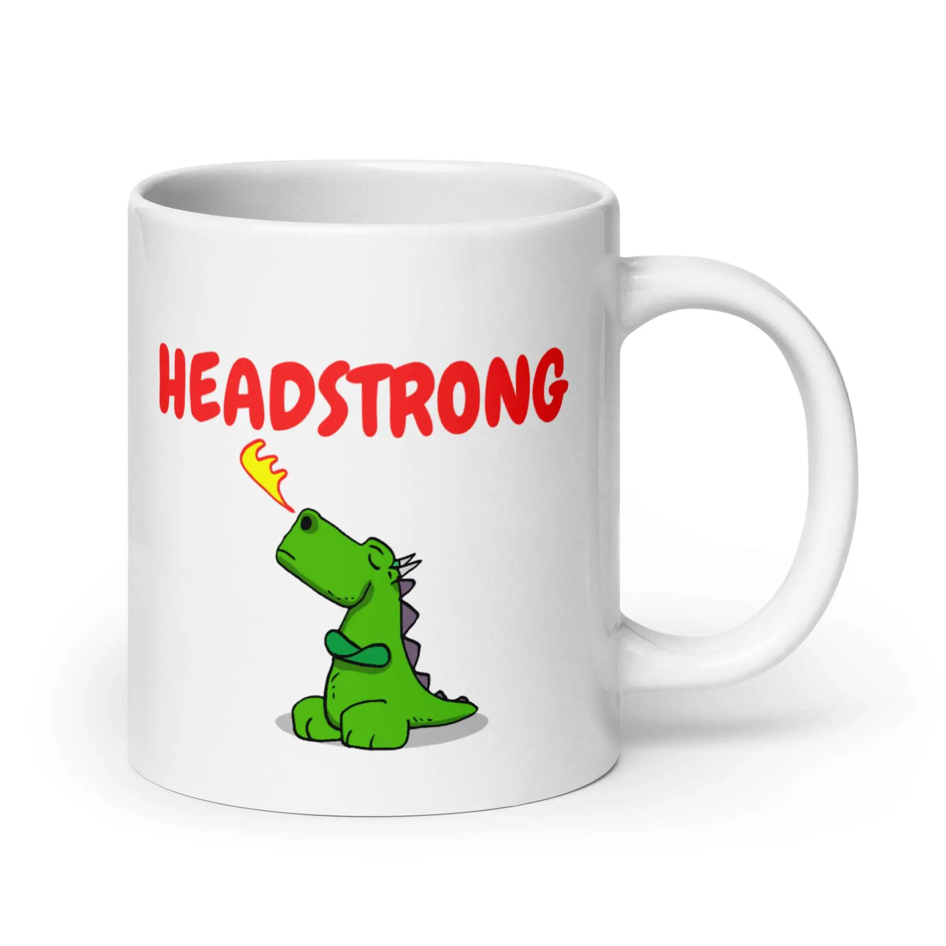 Headstrong Dragon White glossy mug