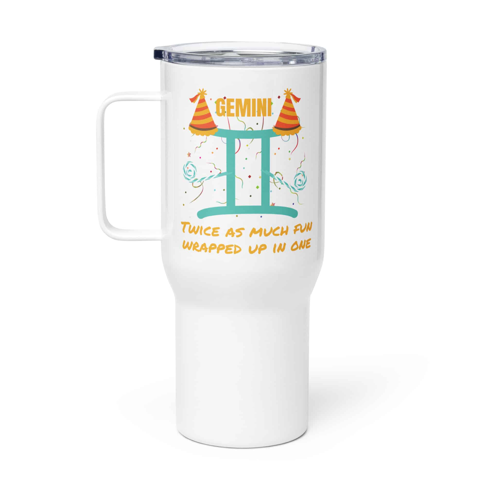 Gemini Twice as Much Fun Travel mug with a handle