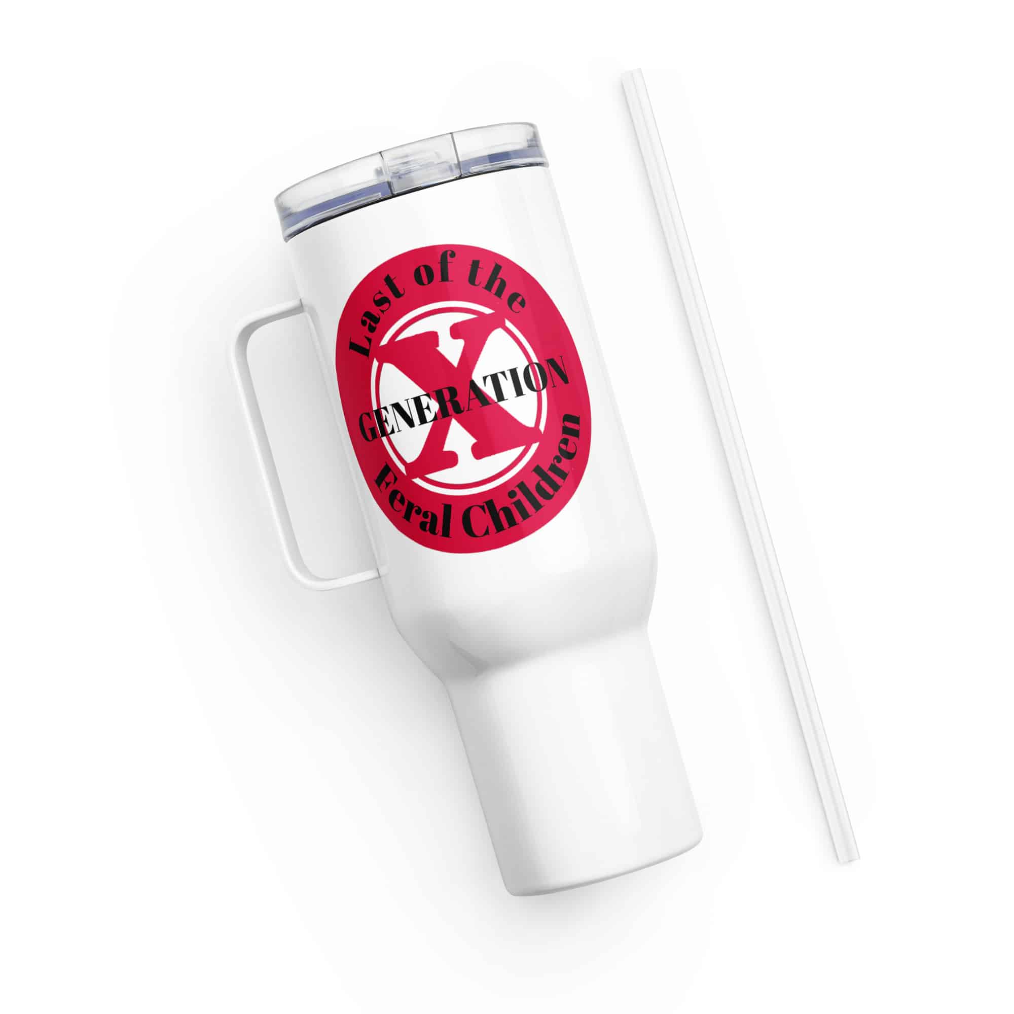 Gen X, Last of the Feral Children (v2) Travel mug with a handle