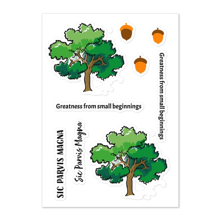 Sic Parvis Magna kiss-cut-sticker-sheet-white-front-69c20b3ae86cd