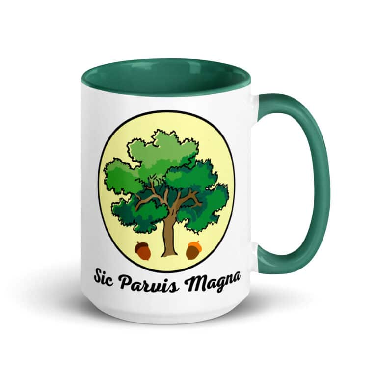 Sic Parvis Magna mug-with-color-inside-dark-green-15-oz-right-69c20a047e37d