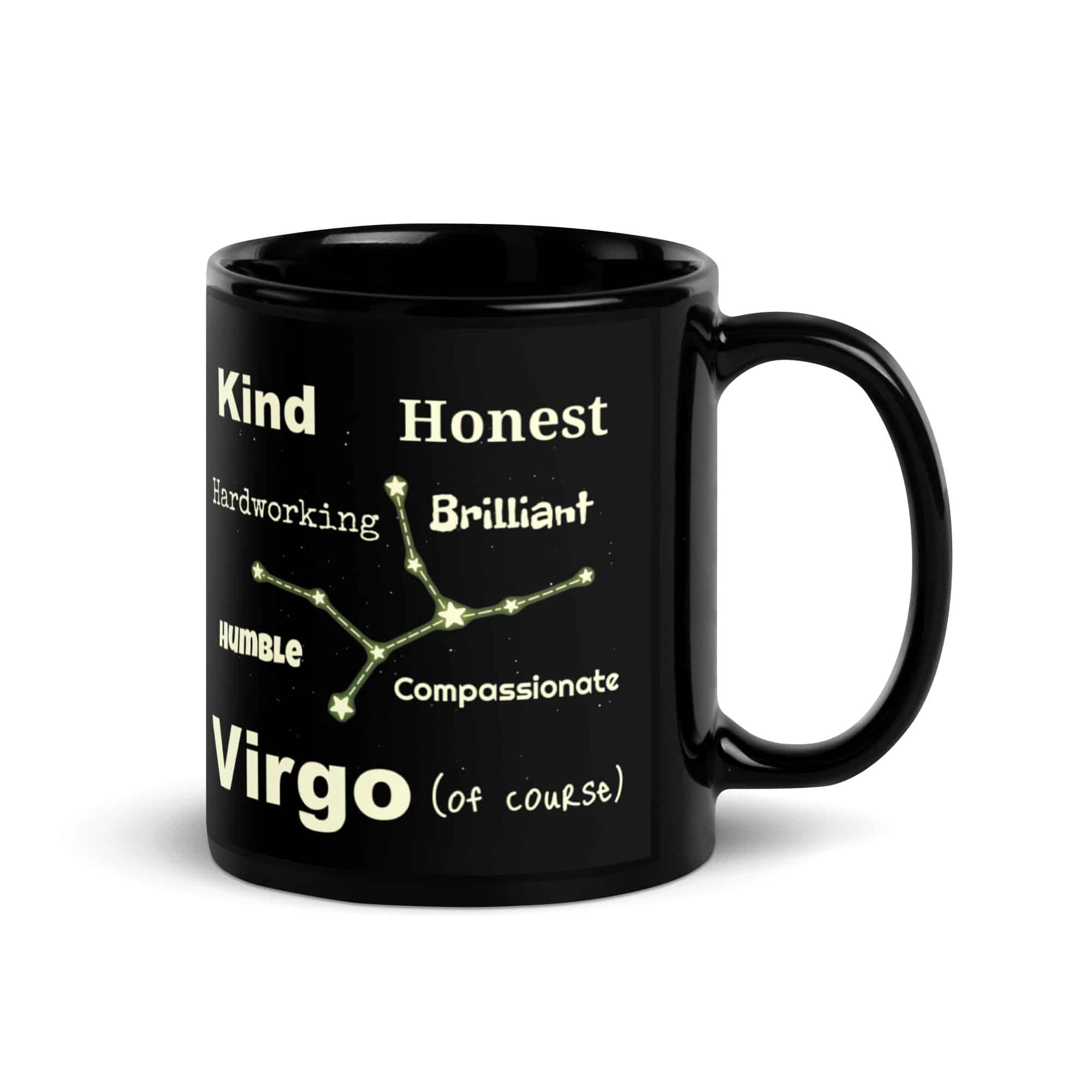 Virgo Of Course Black Glossy Mug