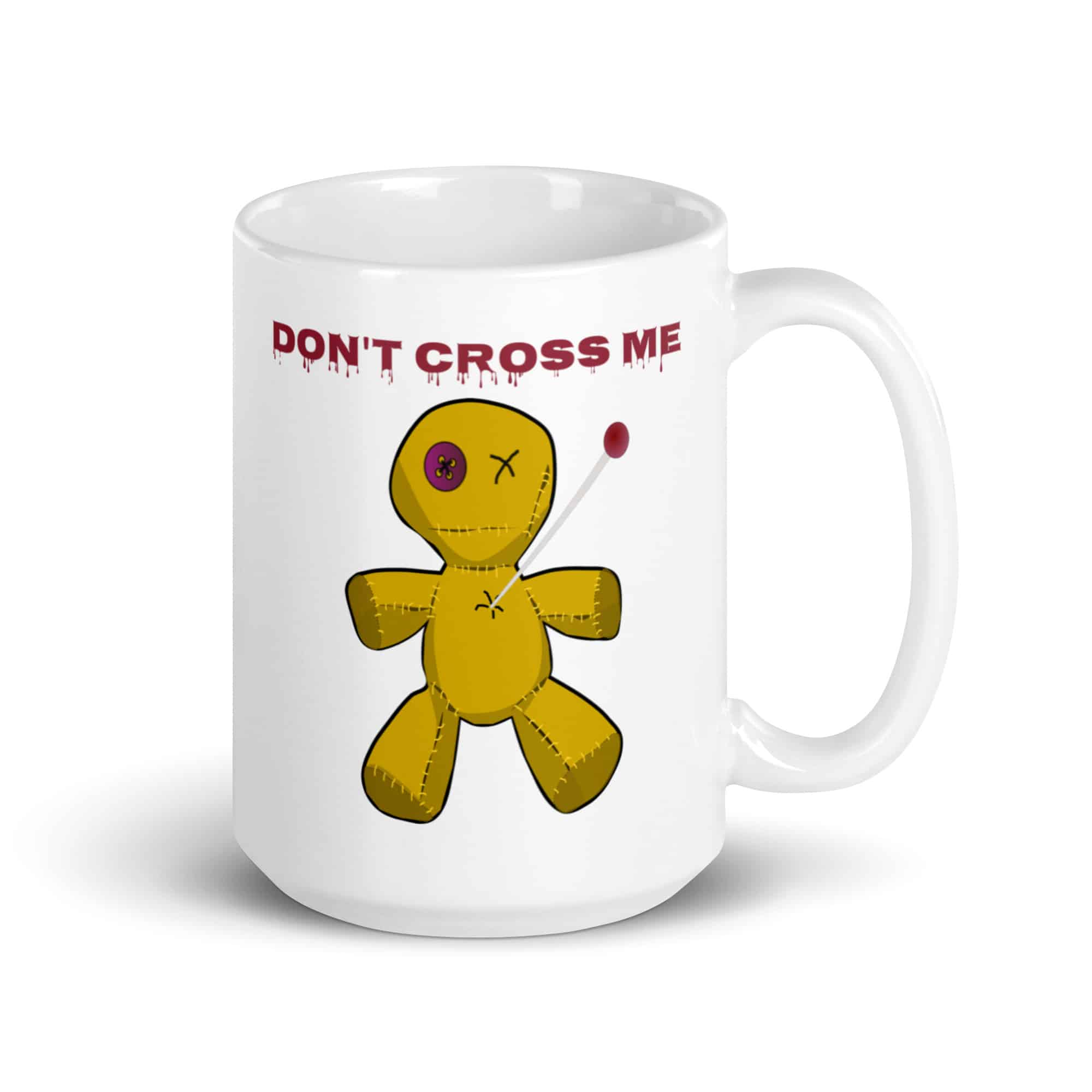 Voodoo Doll, Don't Cross Me White glossy mug