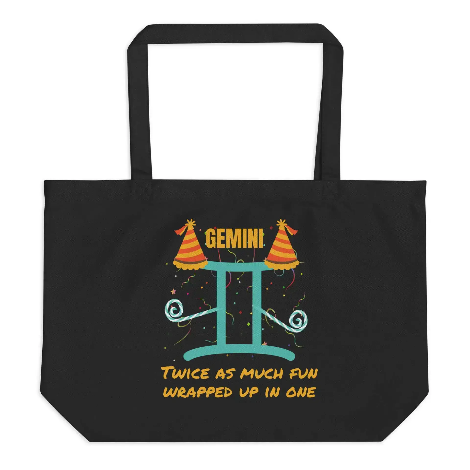 Gemini Twice as Much Fun Large organic tote bag
