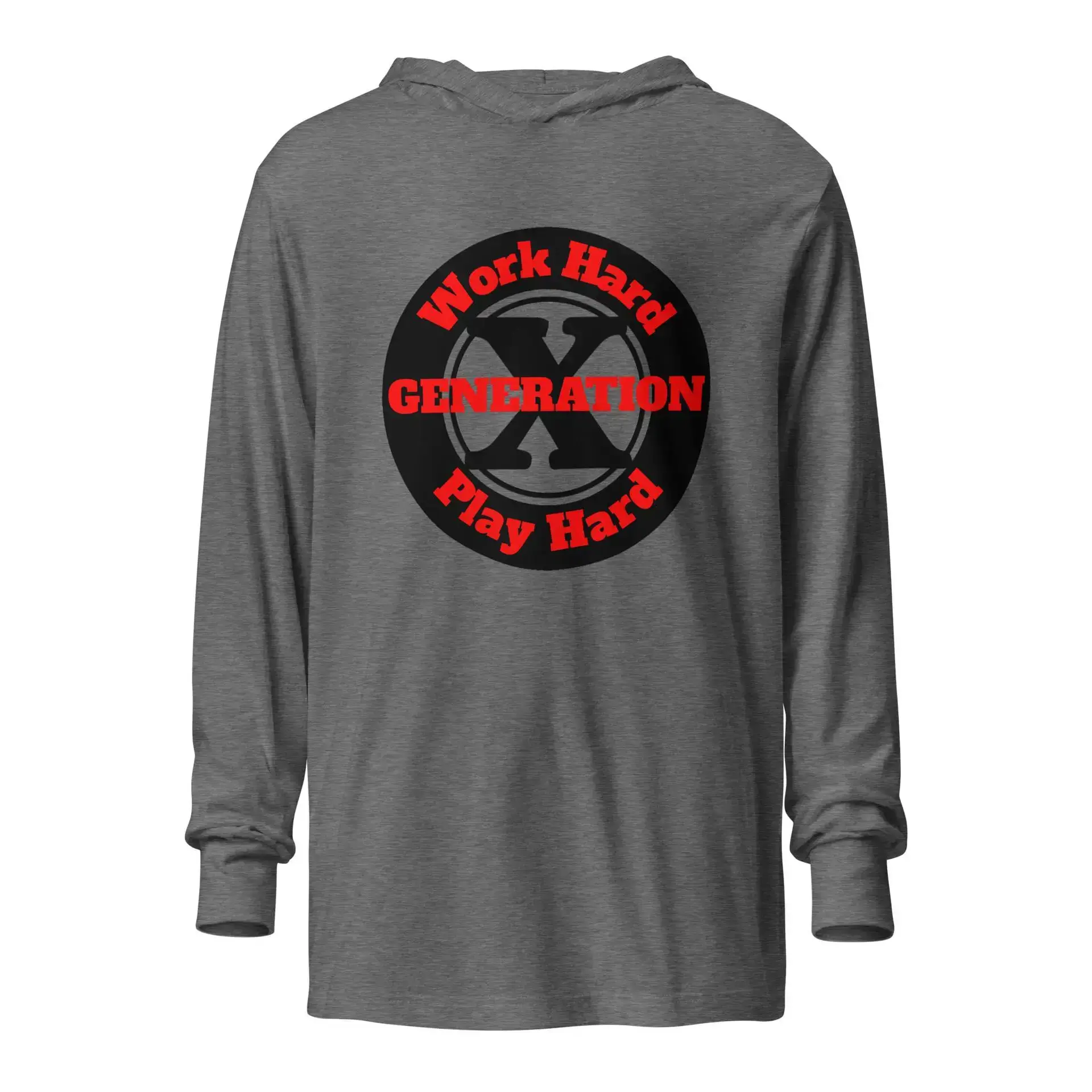 Gen X, Work Hard, Play Hard Hooded long-sleeve tee