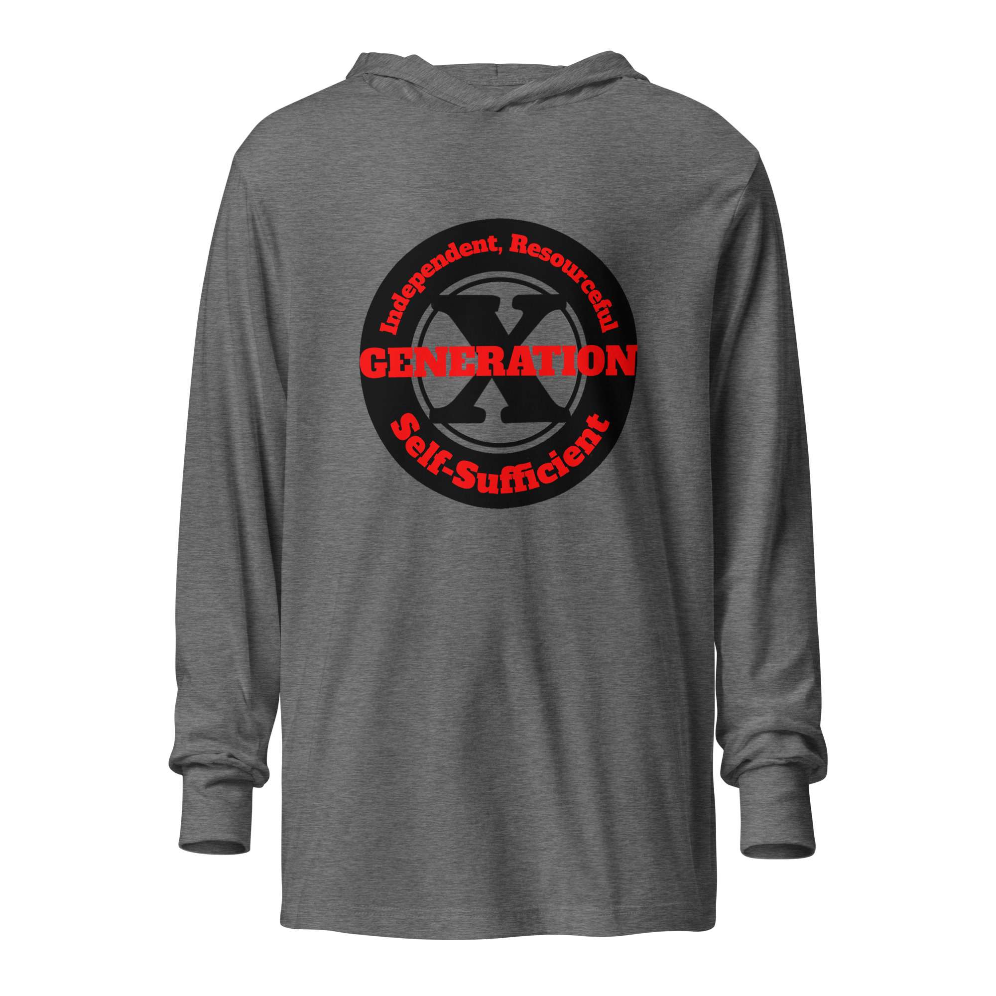 Gen X Independent Resourceful Self-Sufficient (v1) Hooded Long-Sleeve Tee