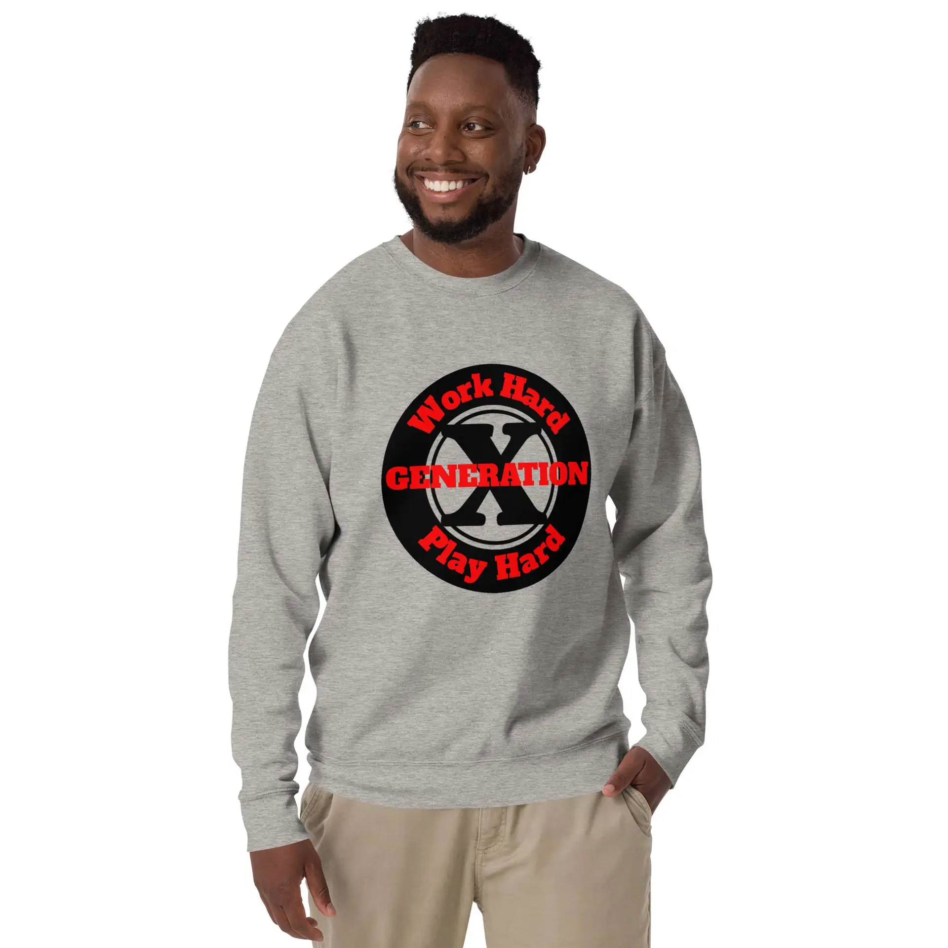 Gen X, Work Hard, Play Hard Unisex Premium Sweatshirt