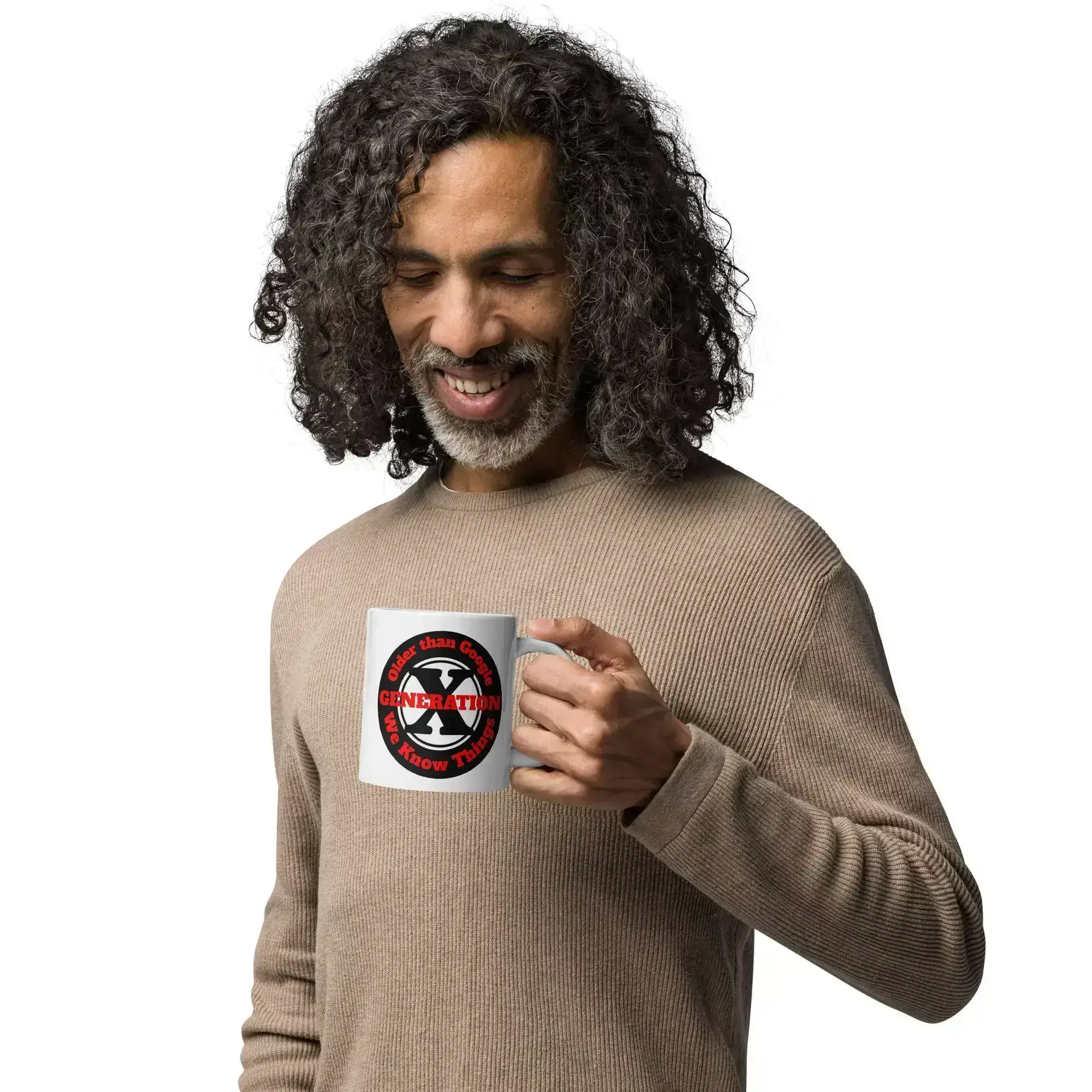 Gen X, Older than Google, We Know Things White glossy mug