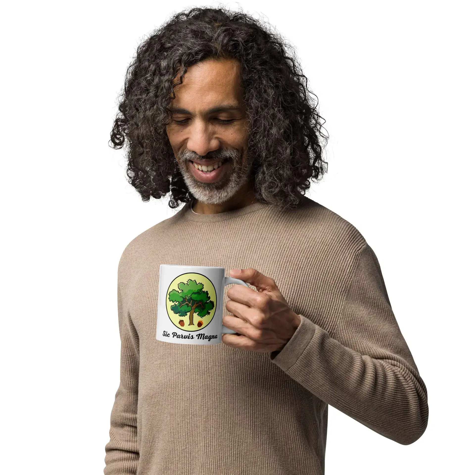 Sic Parvis Magna White glossy mug